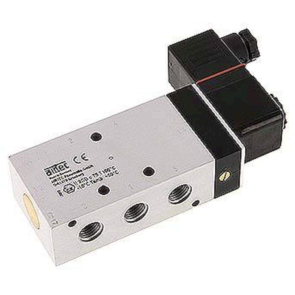 Airtec KM-10510HN-24XE*. 5/2-way solenoid valve, G 1/4", Pneumatic spring, 24V DC, ATEX