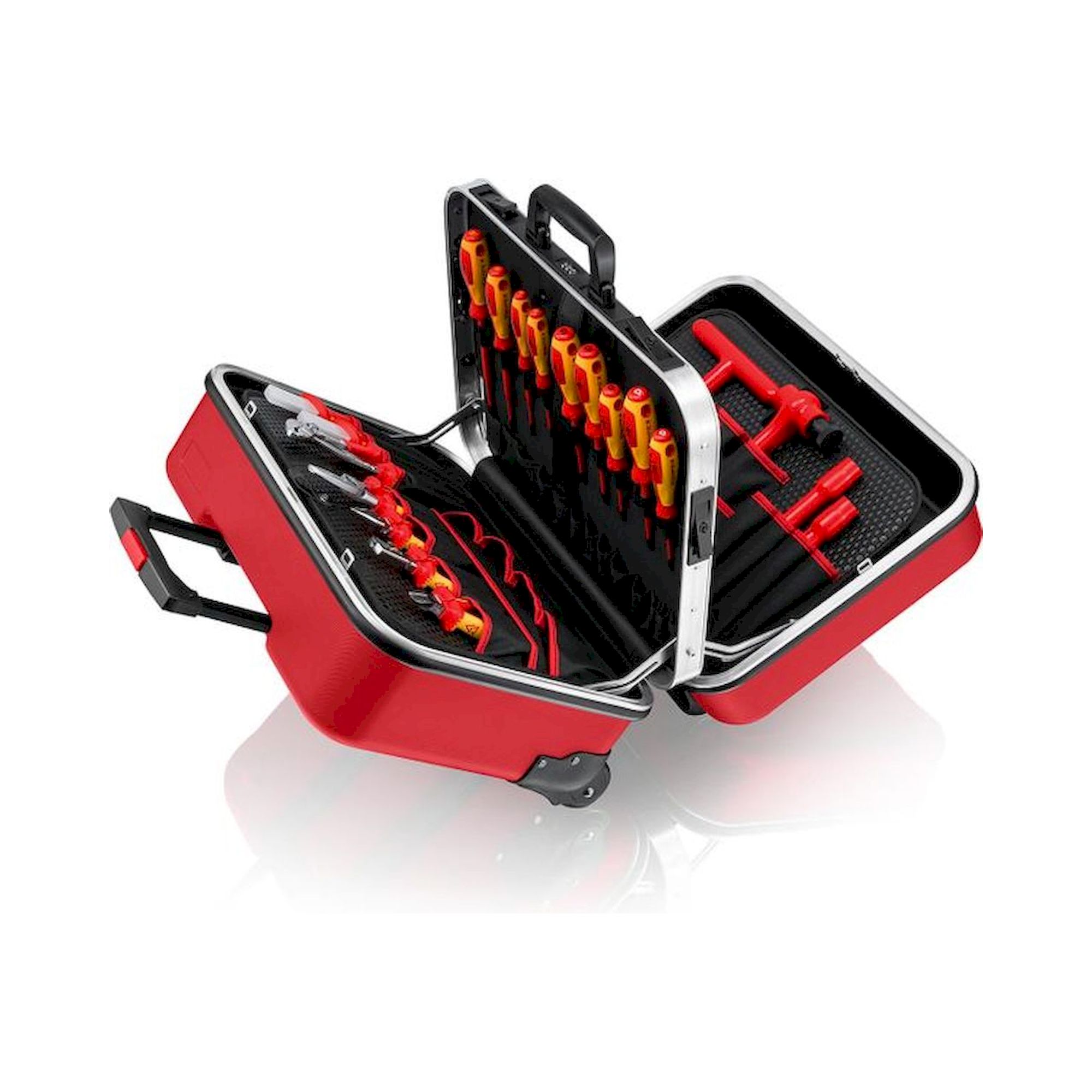 Knipex 98 99 15. Werkzeugkoffer "BIG Twin Move RED" Elektro Kompetenz, 42-teilig