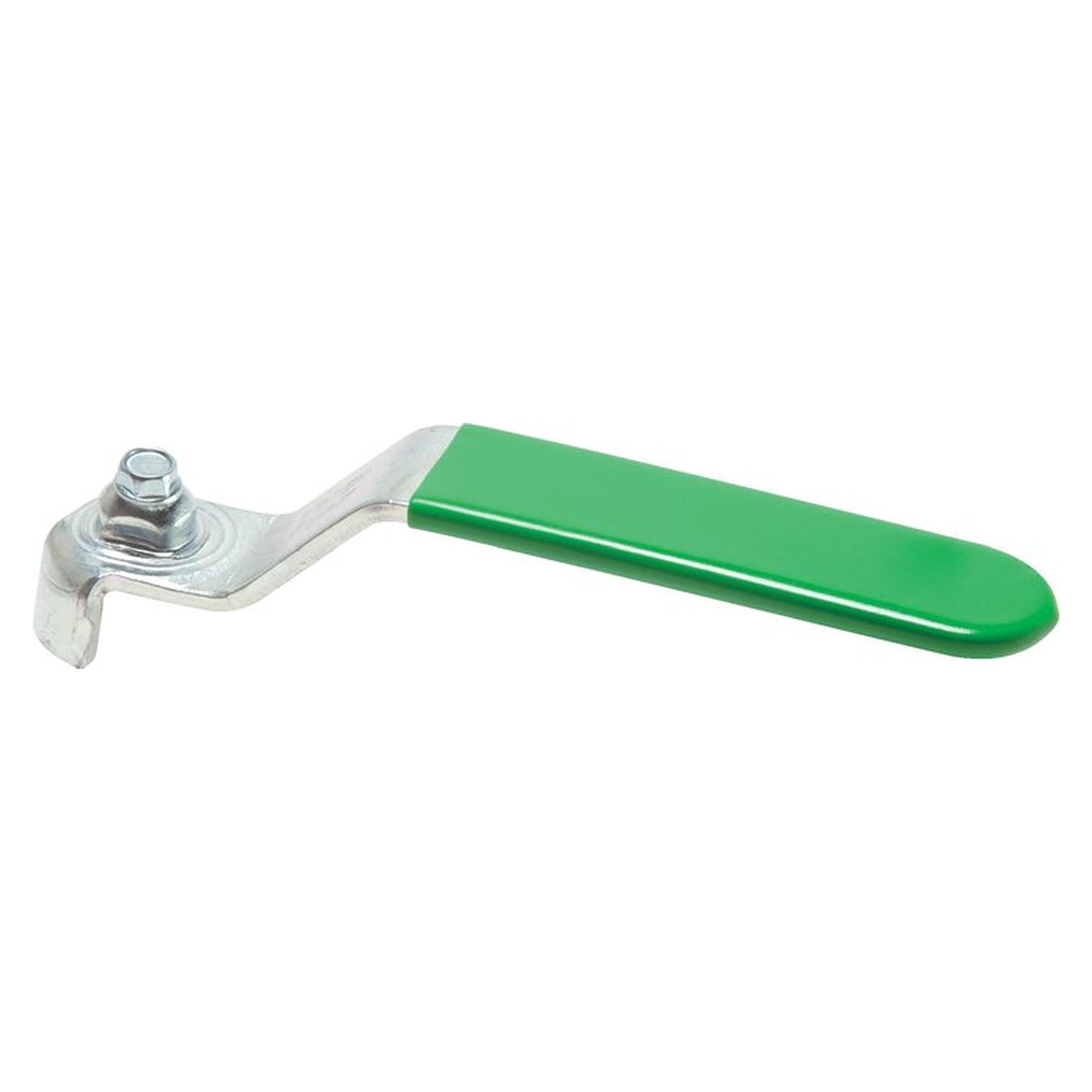 Combination handle for ball valves, size 1, flat steel with plastic coating, green