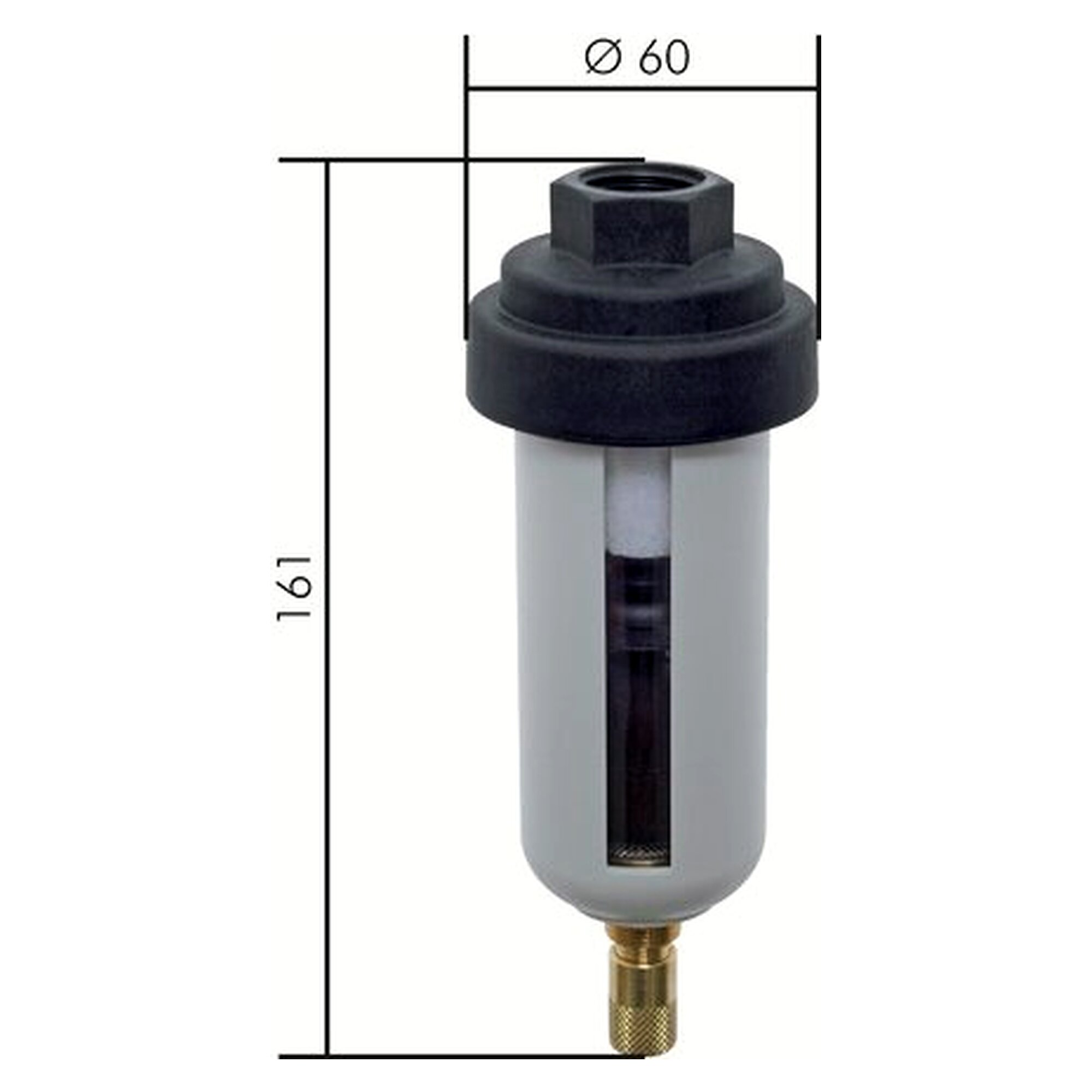 Kondensatableiter, G 1/2", PA 66 GF60, Temperaturbereich +1 bis +50 °C, Max. Kondensatmenge 49 cm³