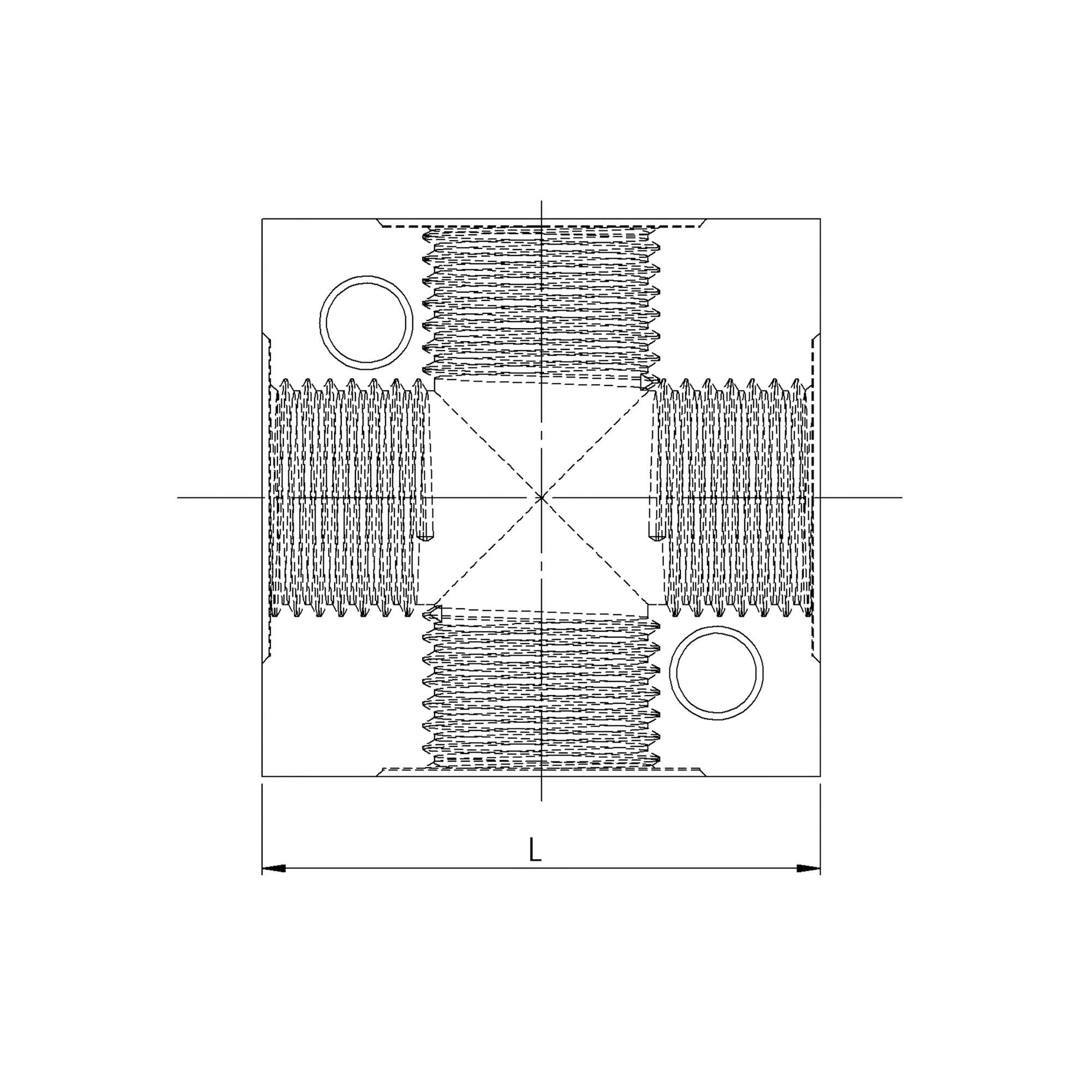 Cross-distributor, flangeable, G 1/2 aluminium, AF 30 - Riegler 112595