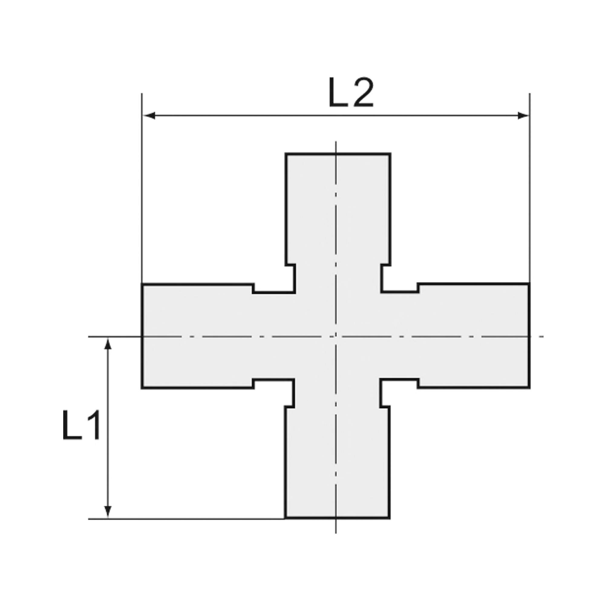 Cross-piece, 4 x interior, G 1/4, AF 13, nickel-plated brass - Riegler 112799