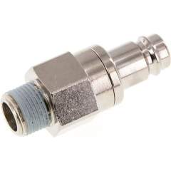 Kupplungsstecker (NW10) R 3/8"(AG), Messing vernickelt