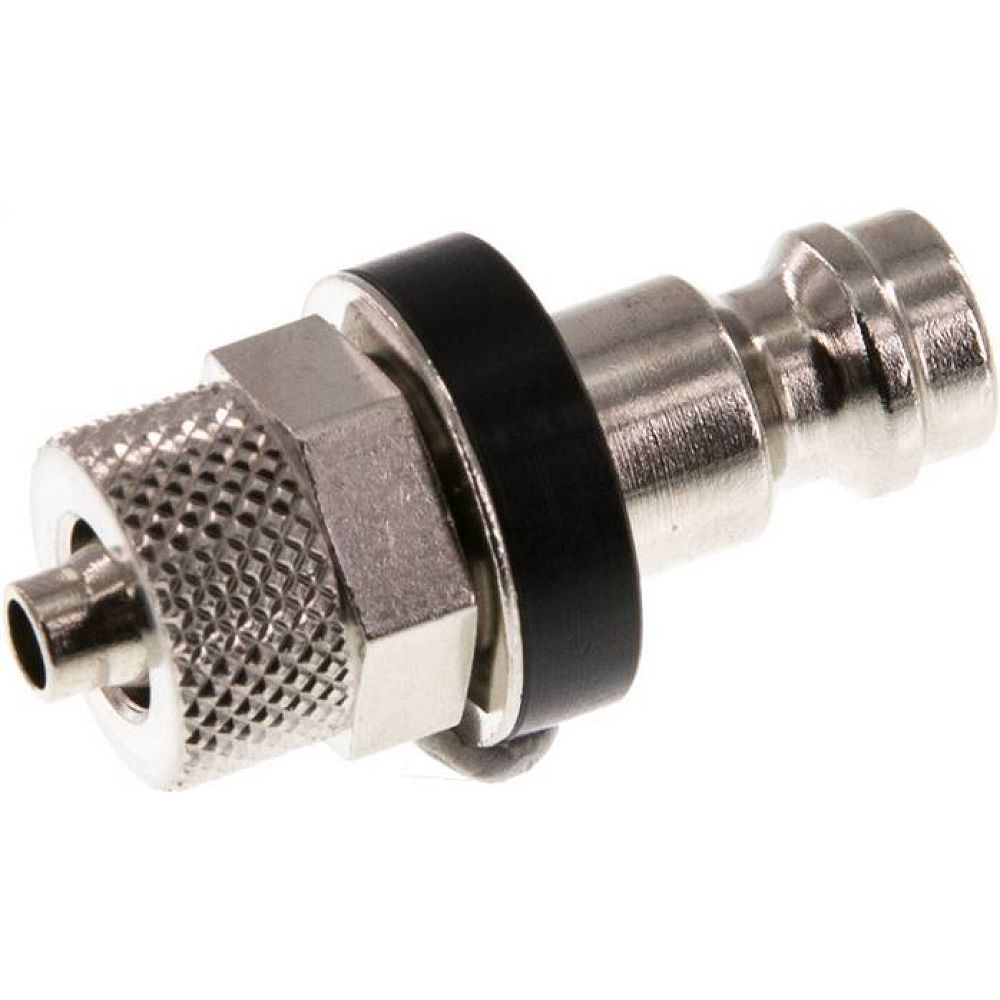 Kupplungsstecker (NW5) 6x4mm Schlauch, Messing vernickelt