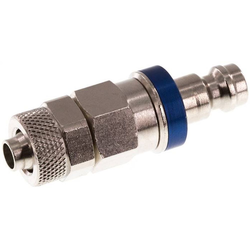 Kupplungsstecker (NW5) 8x6mm Schlauch, Messing vernickelt