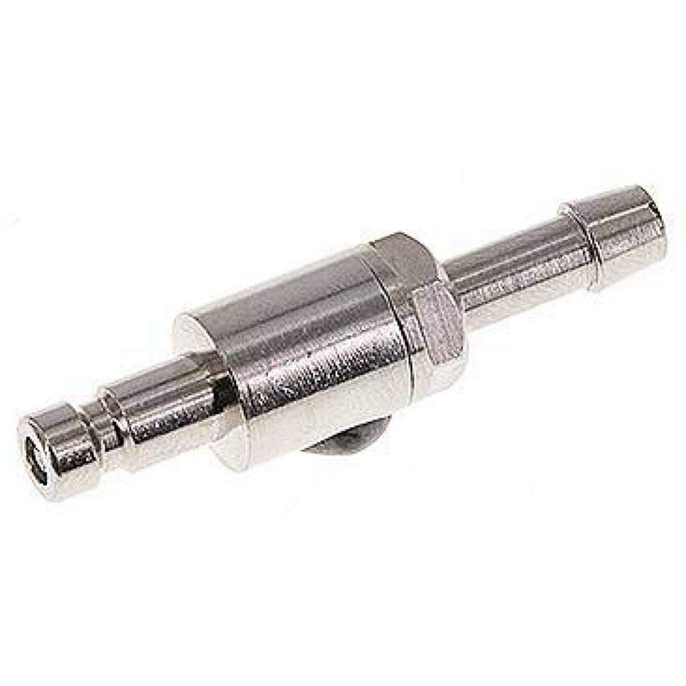 Kupplungsstecker (NW2,7) 4mm Schlauch, Messing vernickelt