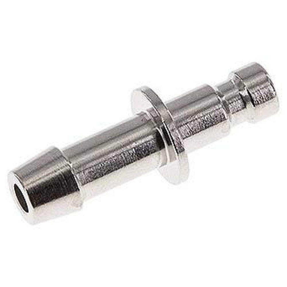 Kupplungsstecker (NW2,7) 5mm Schlauch, Messing vernickelt