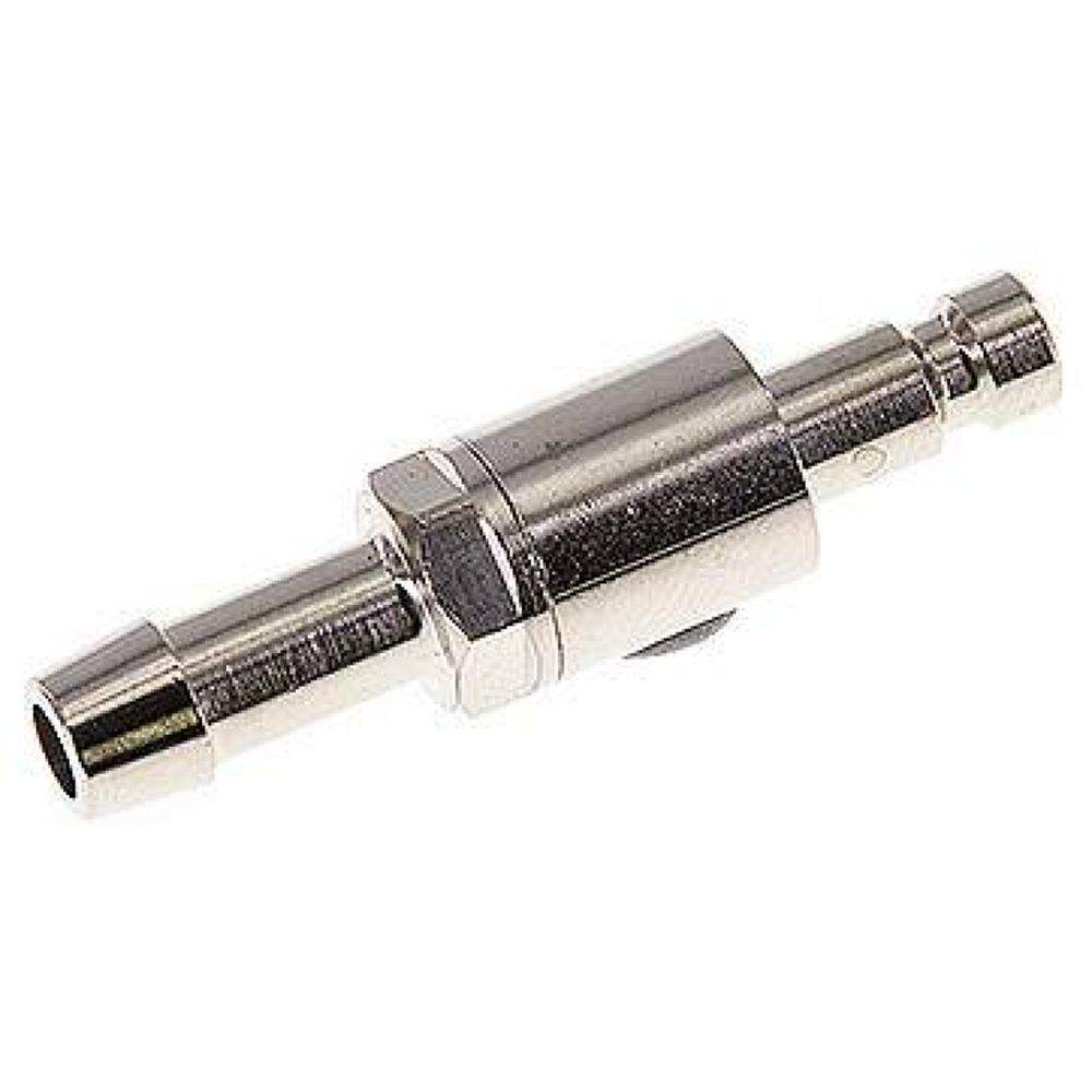 Kupplungsstecker (NW2,7) 5mm Schlauch, Messing vernickelt