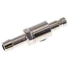 Kupplungsstecker (NW2,7) 5mm Schlauch, Messing vernickelt