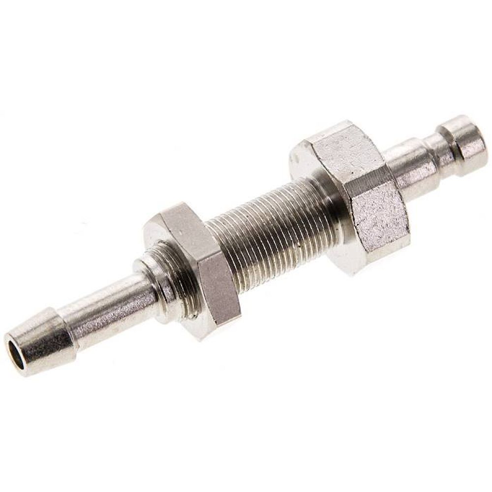 Schott-Kupplungsstecker (NW2,7) 4mm Schlauch, Messing vernickelt