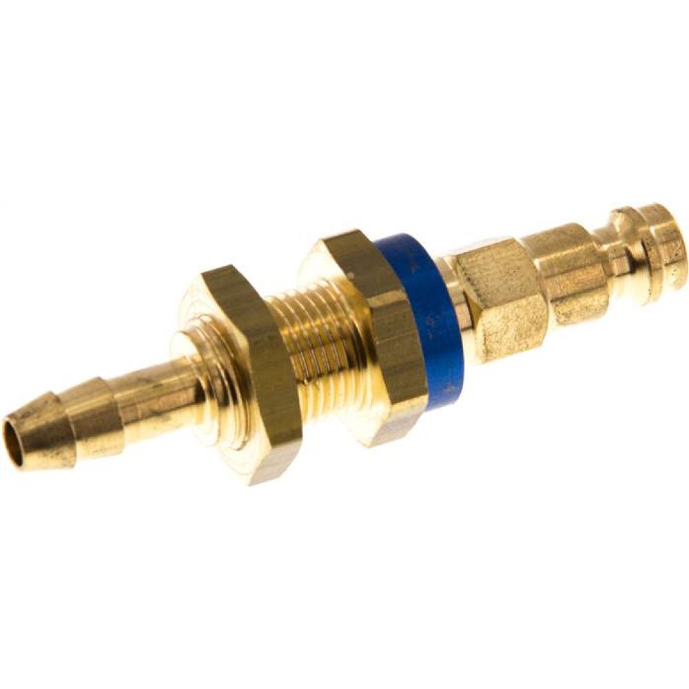 Schott-Kupplungsstecker (NW5) 6 (1/4")mm Schlauch, blau, Sechseck SW10