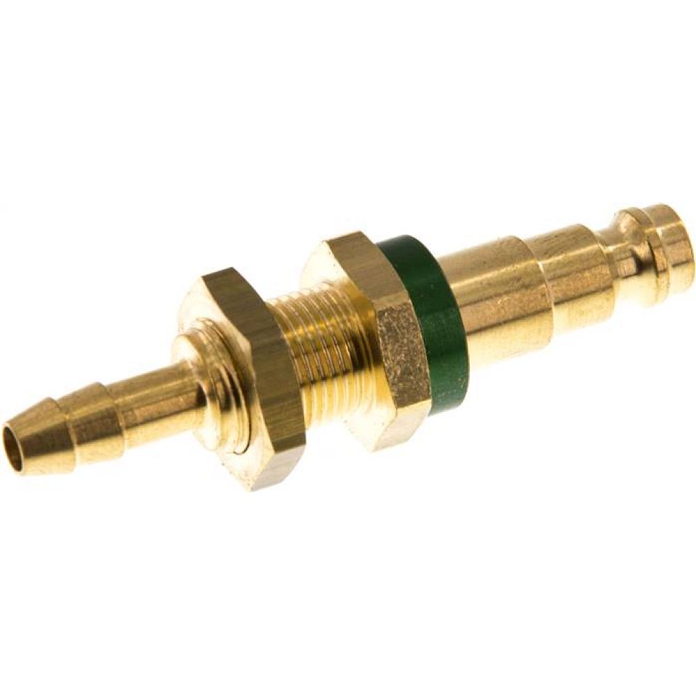 Schott-Kupplungsstecker (NW5) 6 (1/4")mm Schlauch, grün, Kreis Ø 10,5 mm