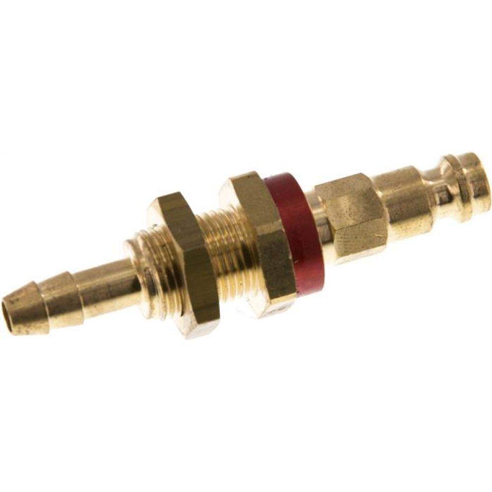 Schott-Kupplungsstecker (NW5) 6 (1/4")mm Schlauch, rot, Achteck SW10