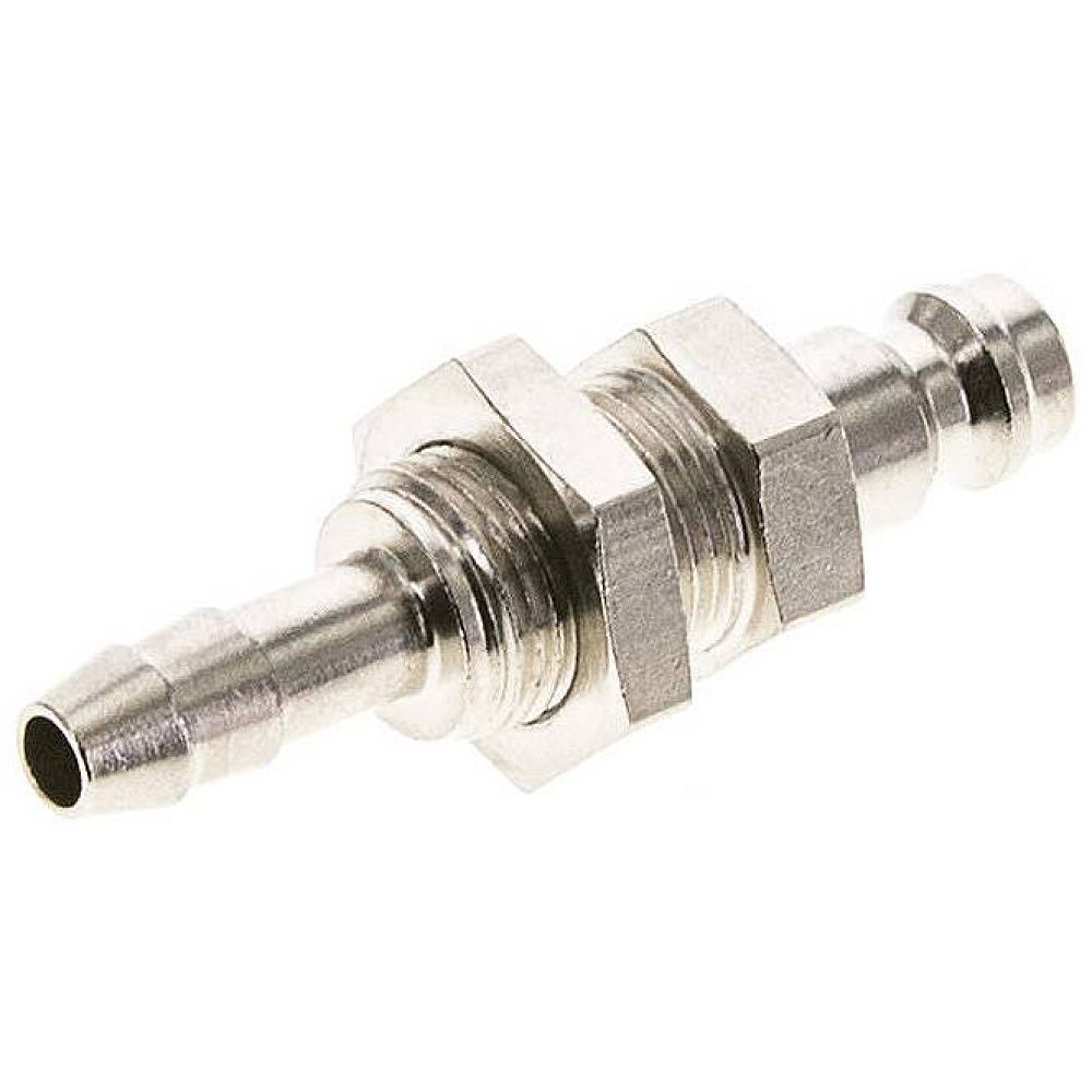 Schott-Kupplungsstecker (NW5) 6 (1/4")mm Schlauch, Messing vernickelt