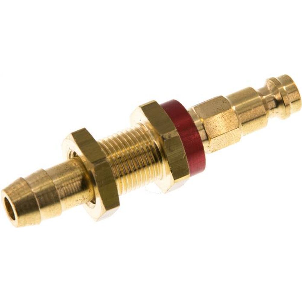 Schott-Kupplungsstecker (NW5) 9 (3/8")mm Schlauch, rot, Achteck SW10