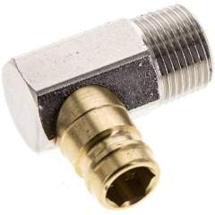 90°-Temperierkupplungsstecker 13mm Zapfen,R 3/8"(AG)