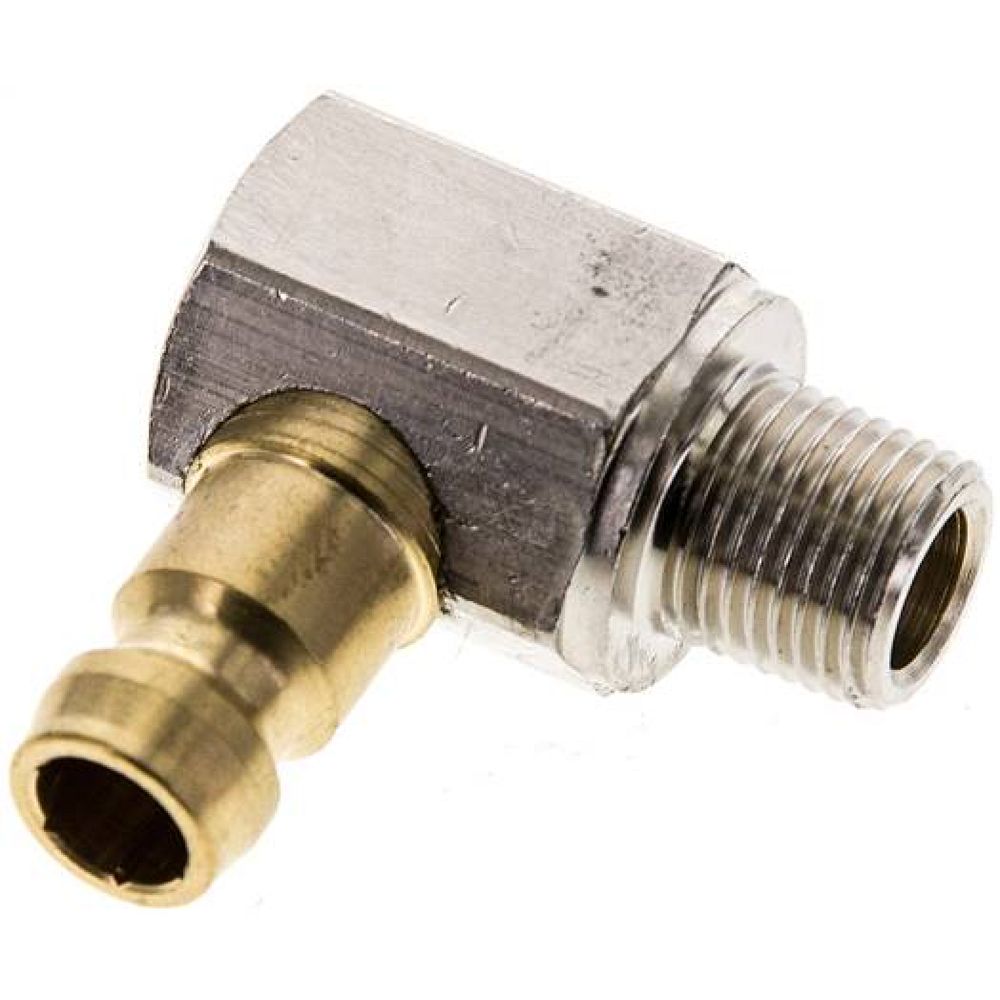 90°-Temperierkupplungsstecker 9mm Zapfen,R 1/8"(AG)