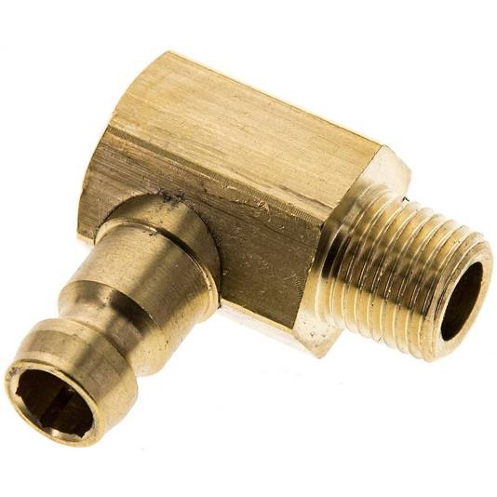 90°-Temperierkupplungsstecker 9mm Zapfen,M 10x1 (konisch)(AG)
