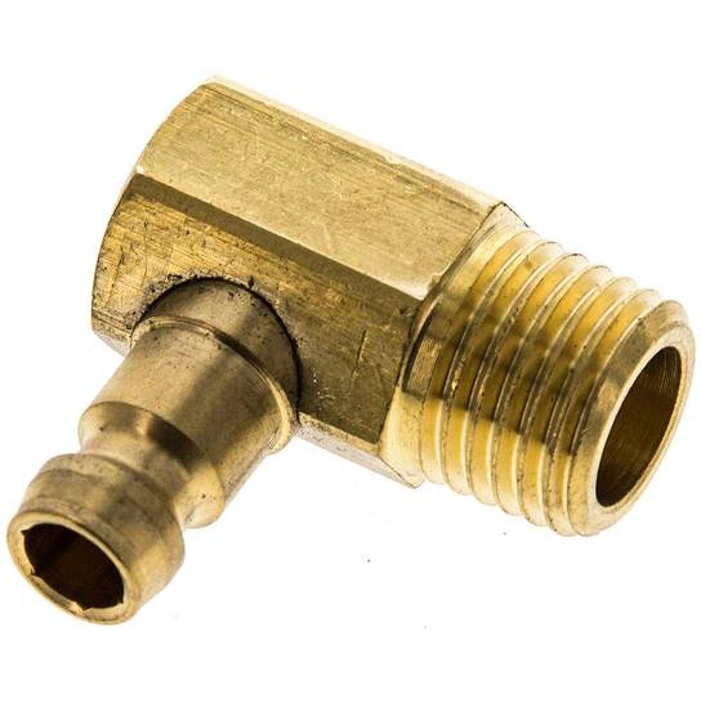 90°-Temperierkupplungsstecker 9mm Zapfen,M 14x1,5 (konisch)(AG)