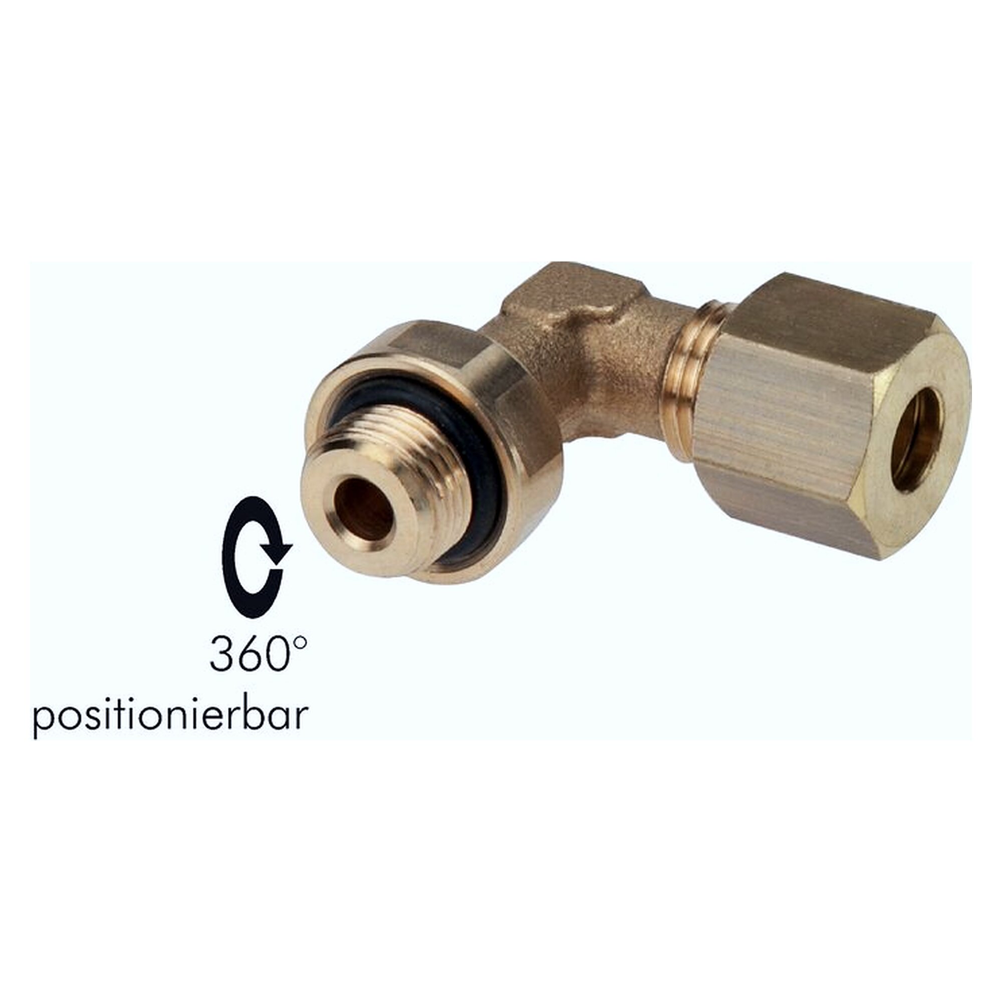 Compression fitting, elbow design, male thread G 1/8", tube 8 (M12x1) mm, brass, -20 bis +80 °C