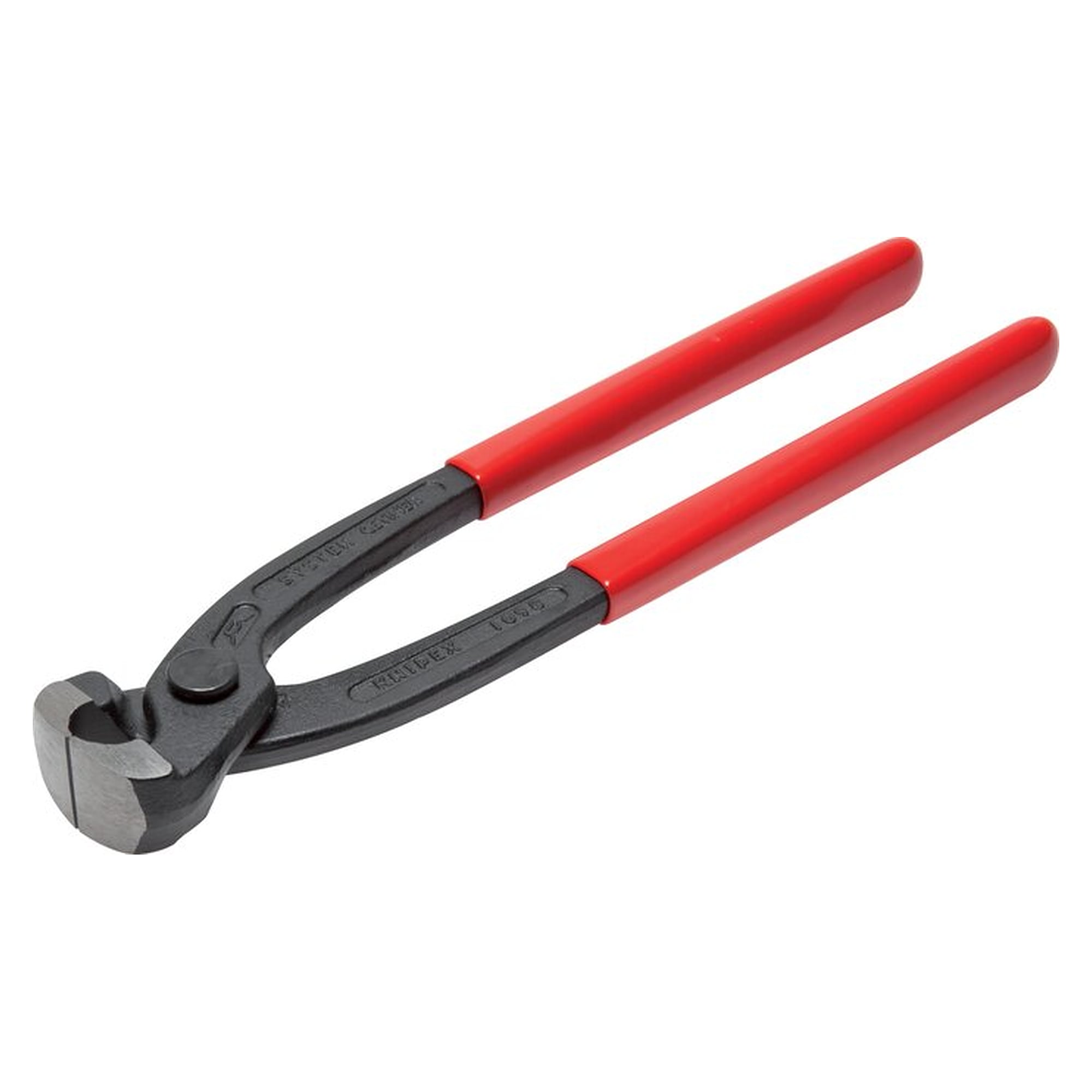 clamping pliers for ear clamps, clamping at the front, polished, with dipped plastic handles