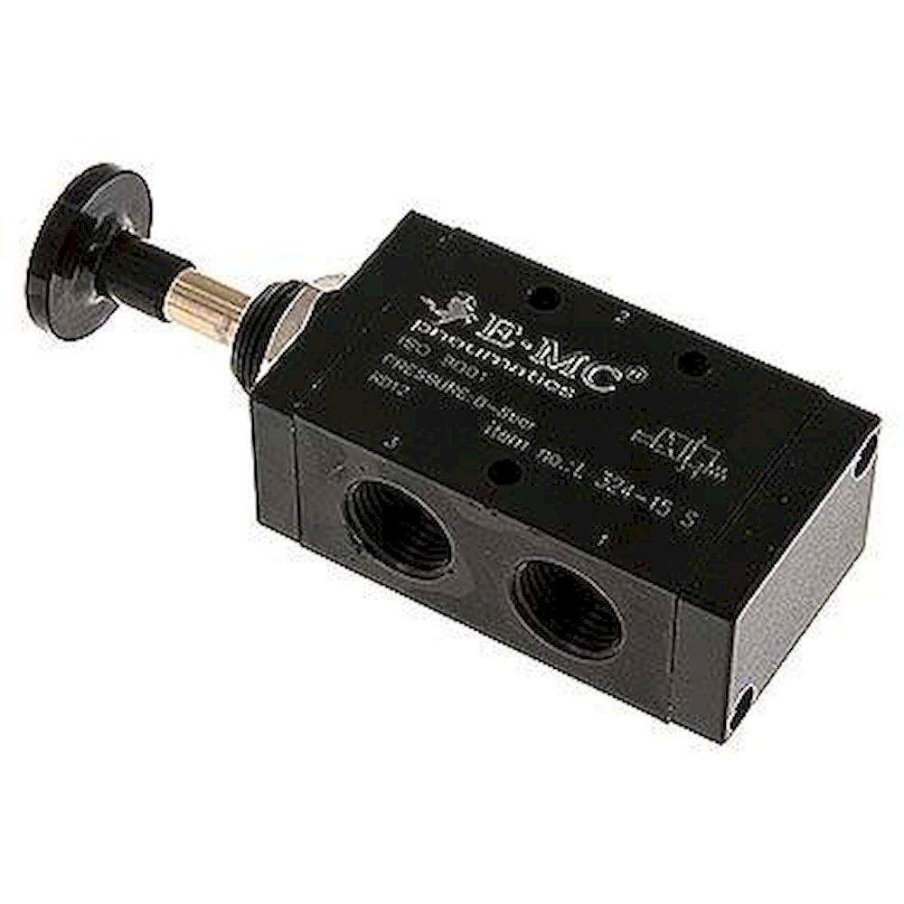 E.MC L 324-15 S. 3/2-Wege Axial-Handhebelventil, Federrückstellung, G 1/2"