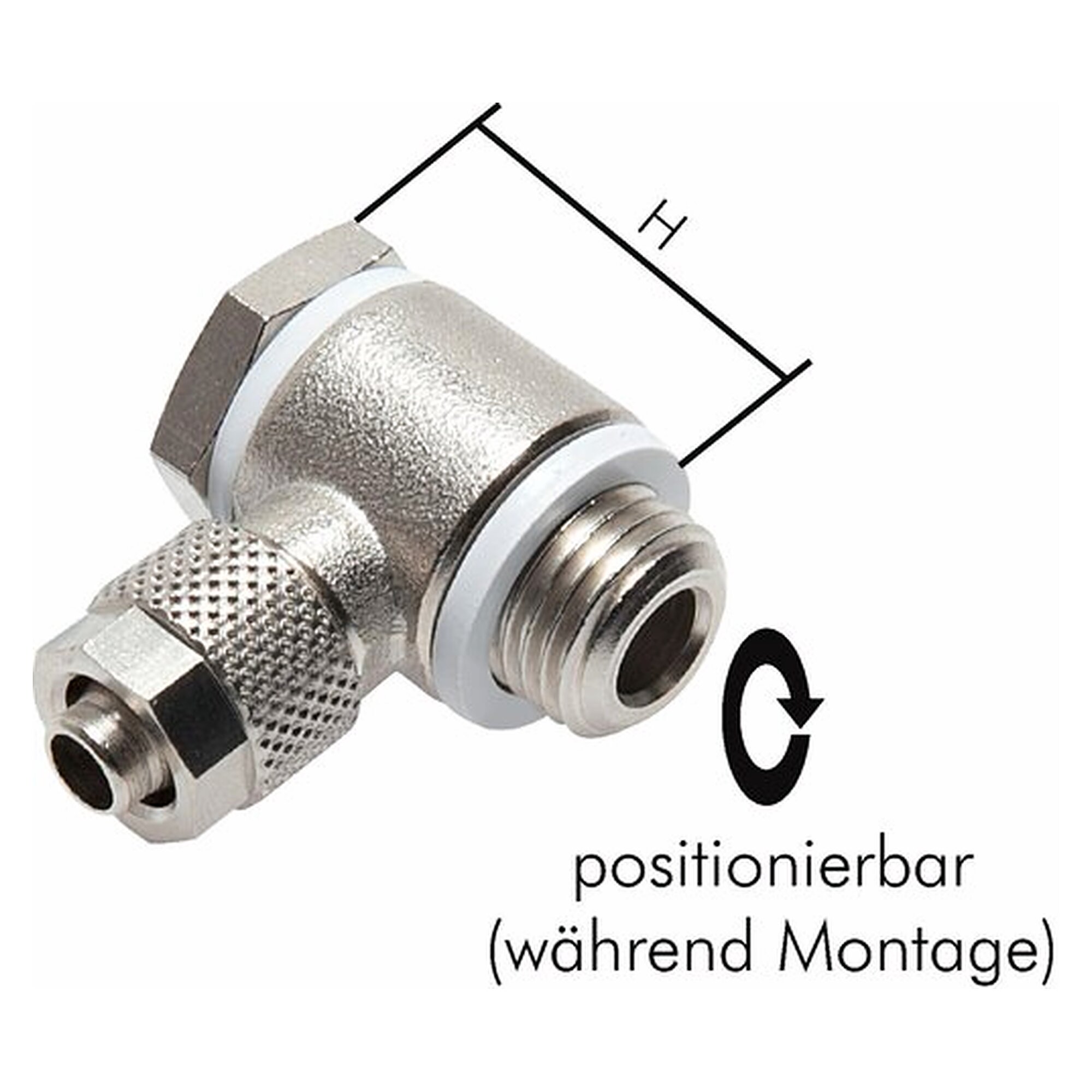 Schlauchverschraubung, Gewinde G 3/8", Schlauch 8x6 mm, Messing vernickelt, -10 bis +70 °C