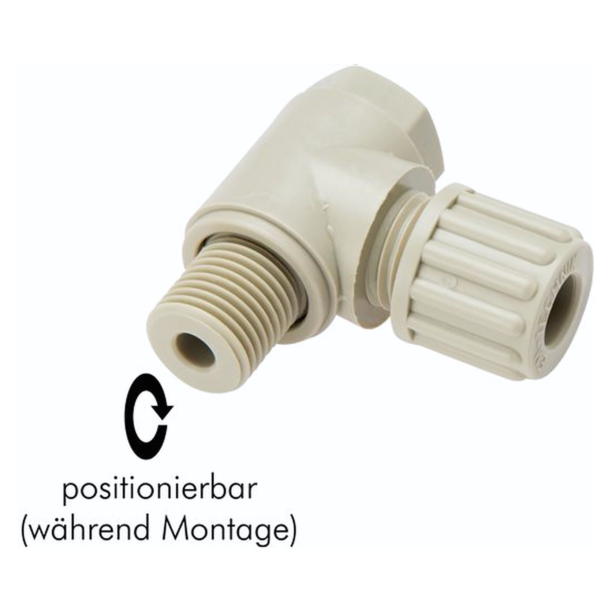 Tube fitting, elbow design, with banjo bolt, male thread G 1/8", tube 6x4 mm, PVDF, -40 bis +140 °C