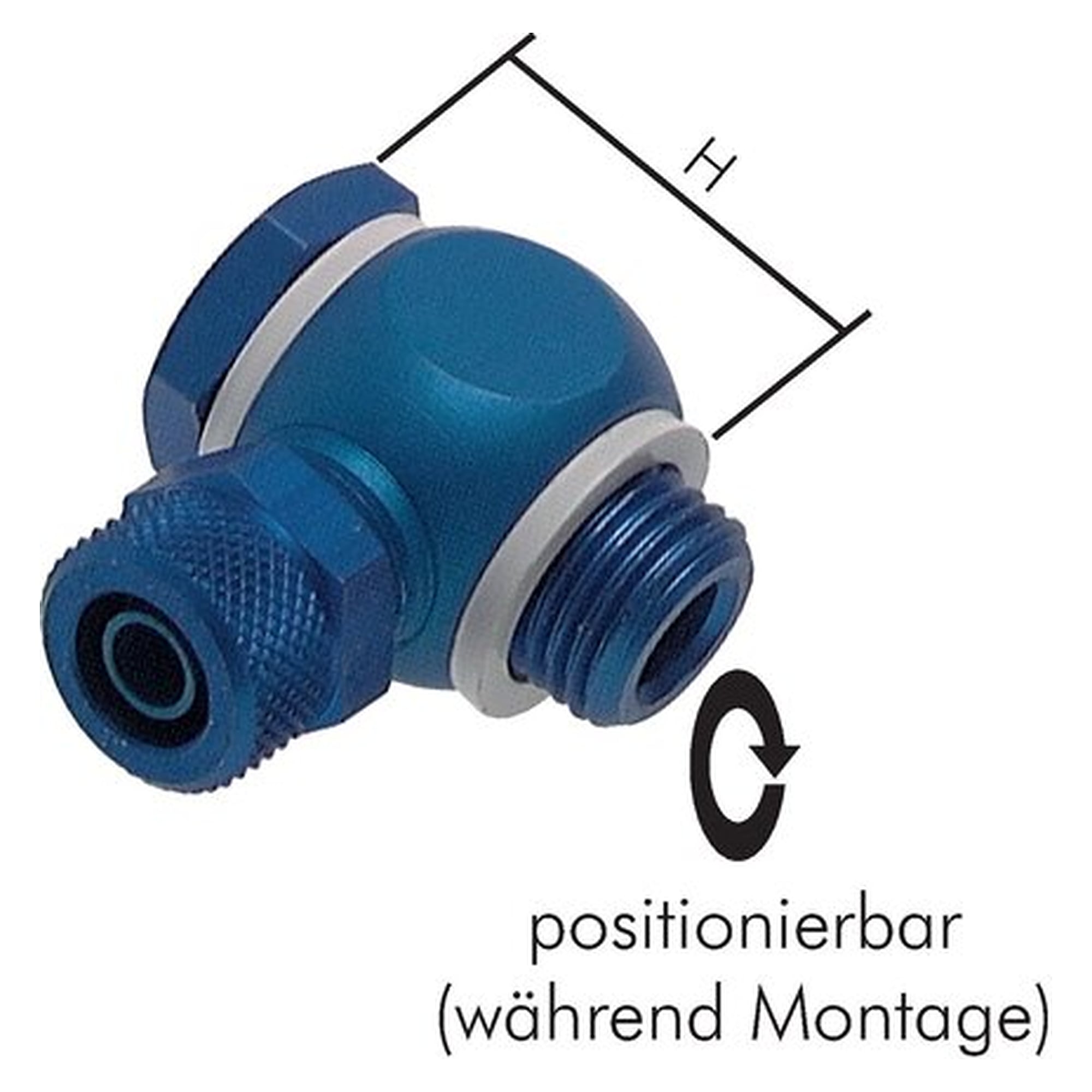 Tube fitting, elbow design, with banjo bolt, thread G 1/2", tube 10x8 mm, aluminium, -15 bis +70 °C