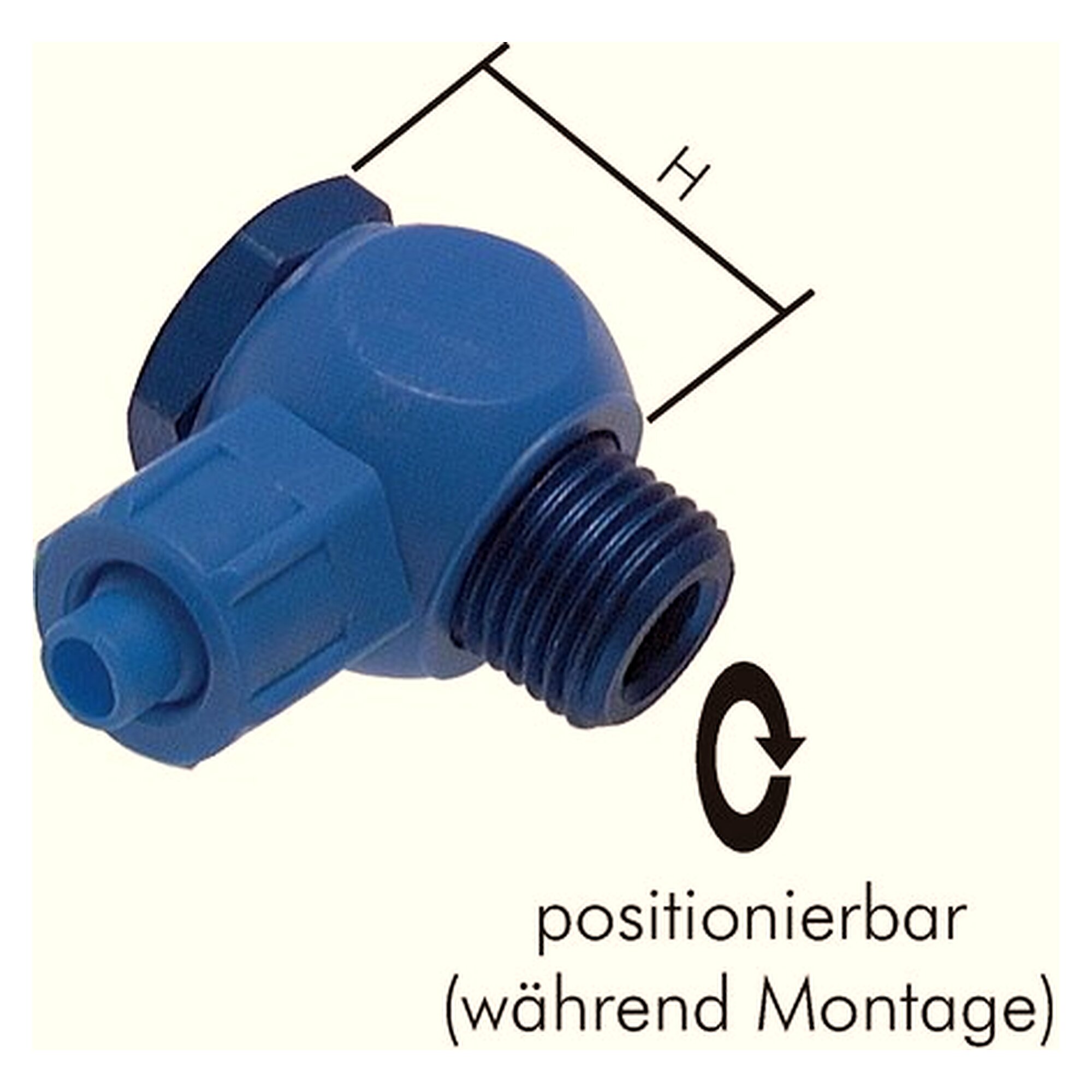 Schlauchverschraubung, Winkelform, Gewinde G 1/8", Schlauch 8x6 mm, Kunststoff, -10 bis +60 °C