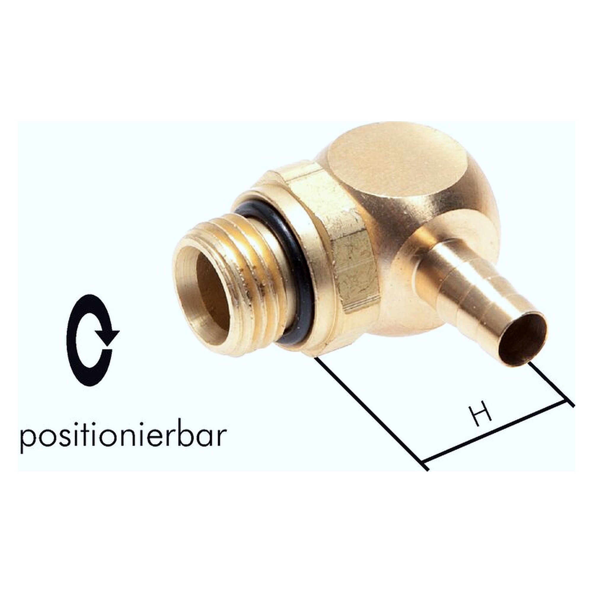 Winkel-Steckanschluss, Gewinde M 5, Schlauchanschluss 4 mm, Messing, Schlüsselweite 8 mm