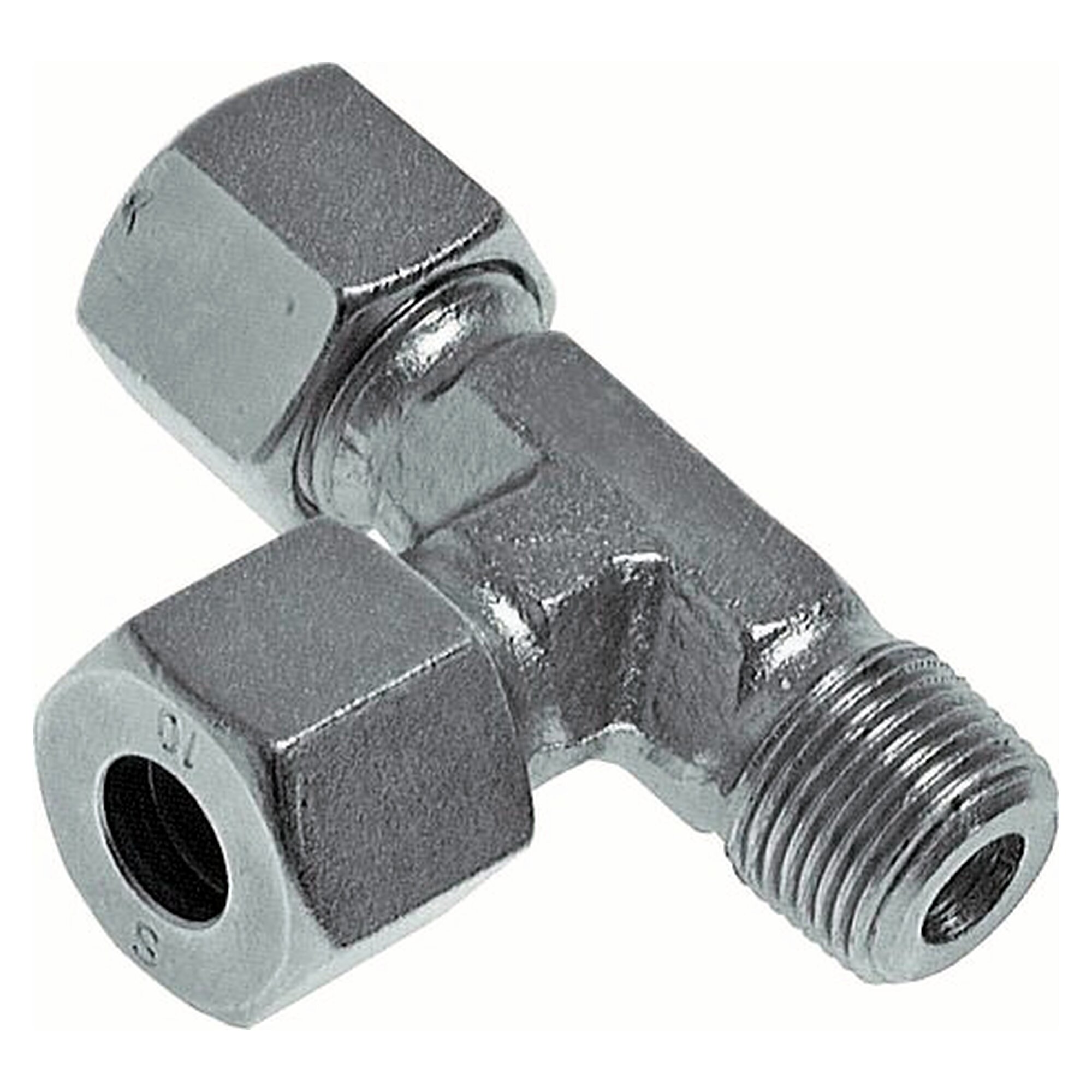 Schneidringverschraubung, Winkelform, Gewinde M 10x1 (konisch), Rohr 8 LL (M12x1), Stahl verzinkt