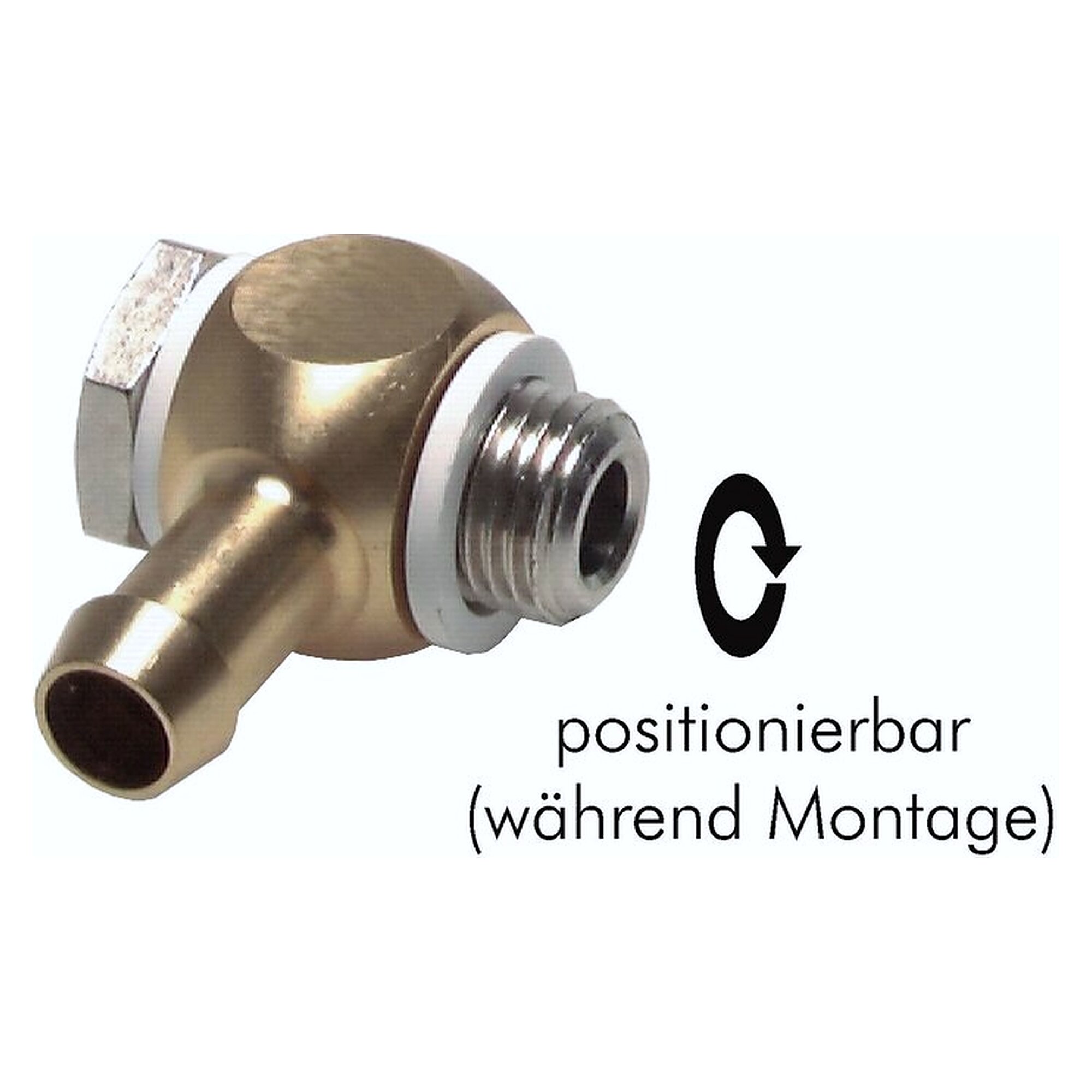 Elbow threaded hose nozzle, G 3/8", hose connection 9 (3/8") mm, -10 to +70 °C
