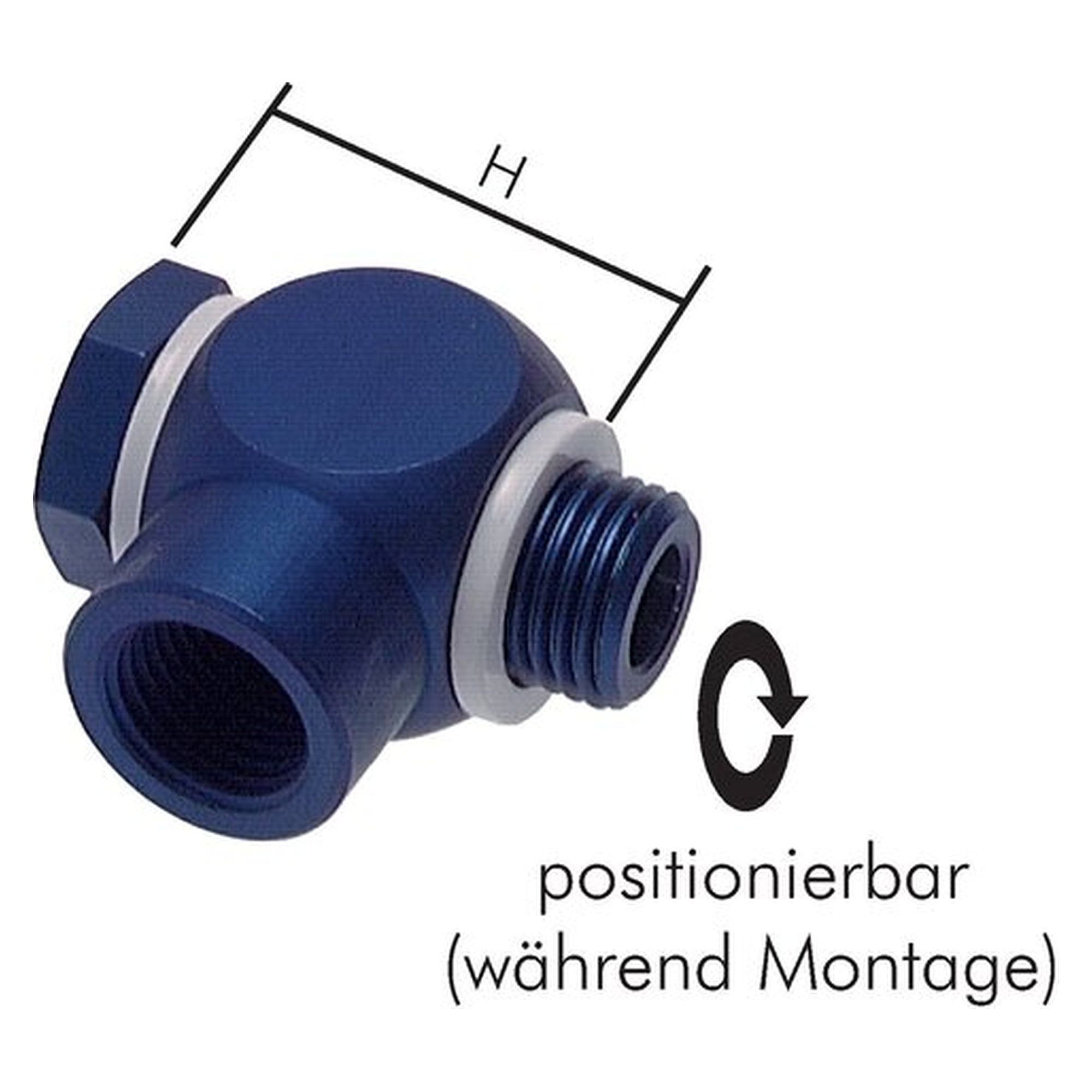 Schlauchverschraubung, Winkelform, mit Innen- und Außengewinde, Gewinde G 3/8", Aluminium