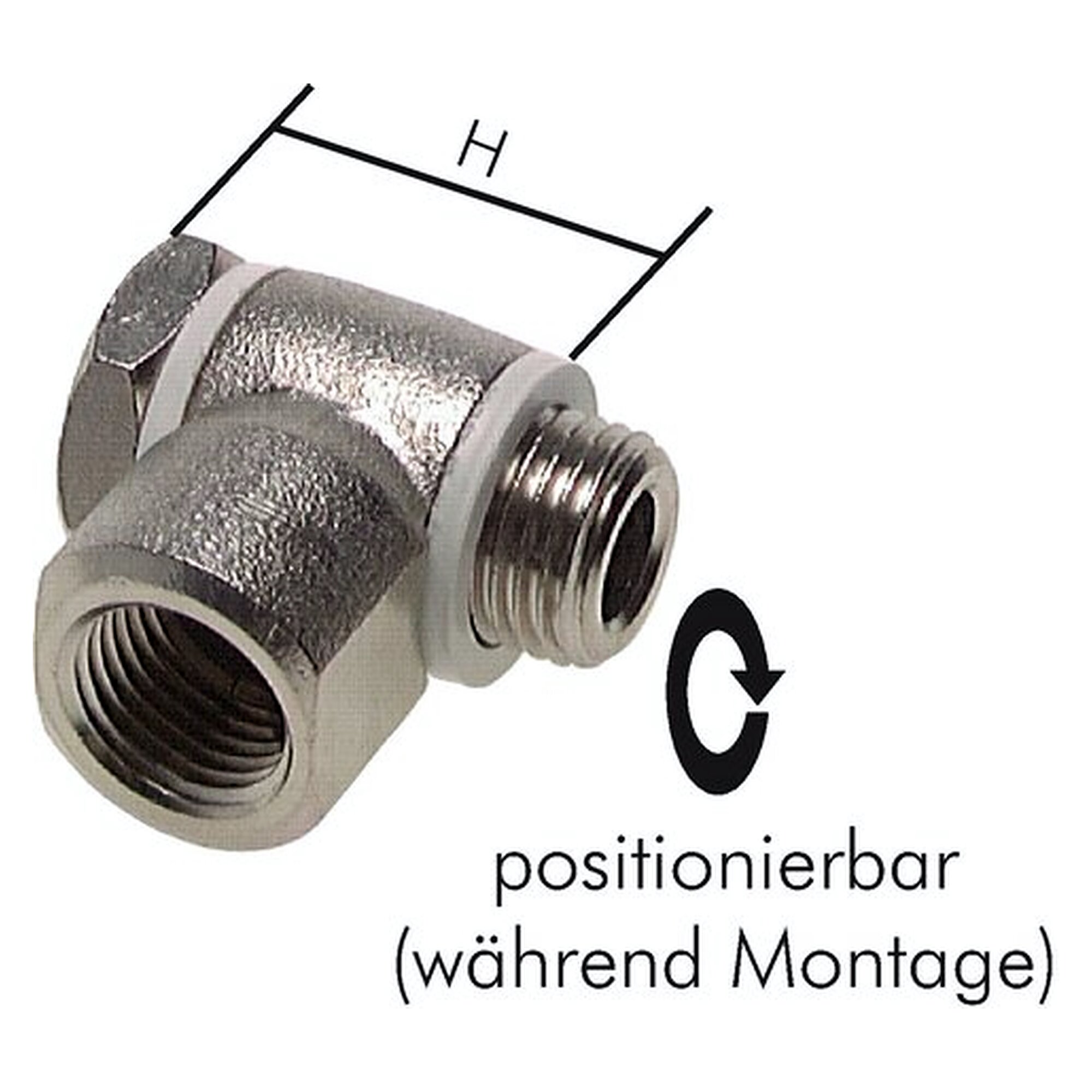 Tube fitting, elbow design, with female and male thread, thread G 3/8", nickel plated brass