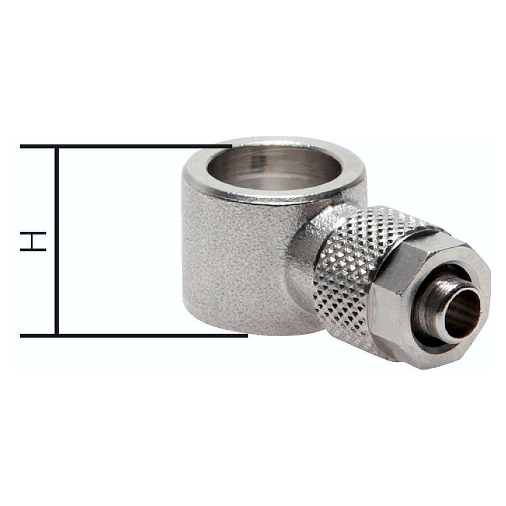Ringstück, für Hohlschraube M 5, Schlauch 4,3x3 mm, Messing vernickelt, Höhe H 9,0