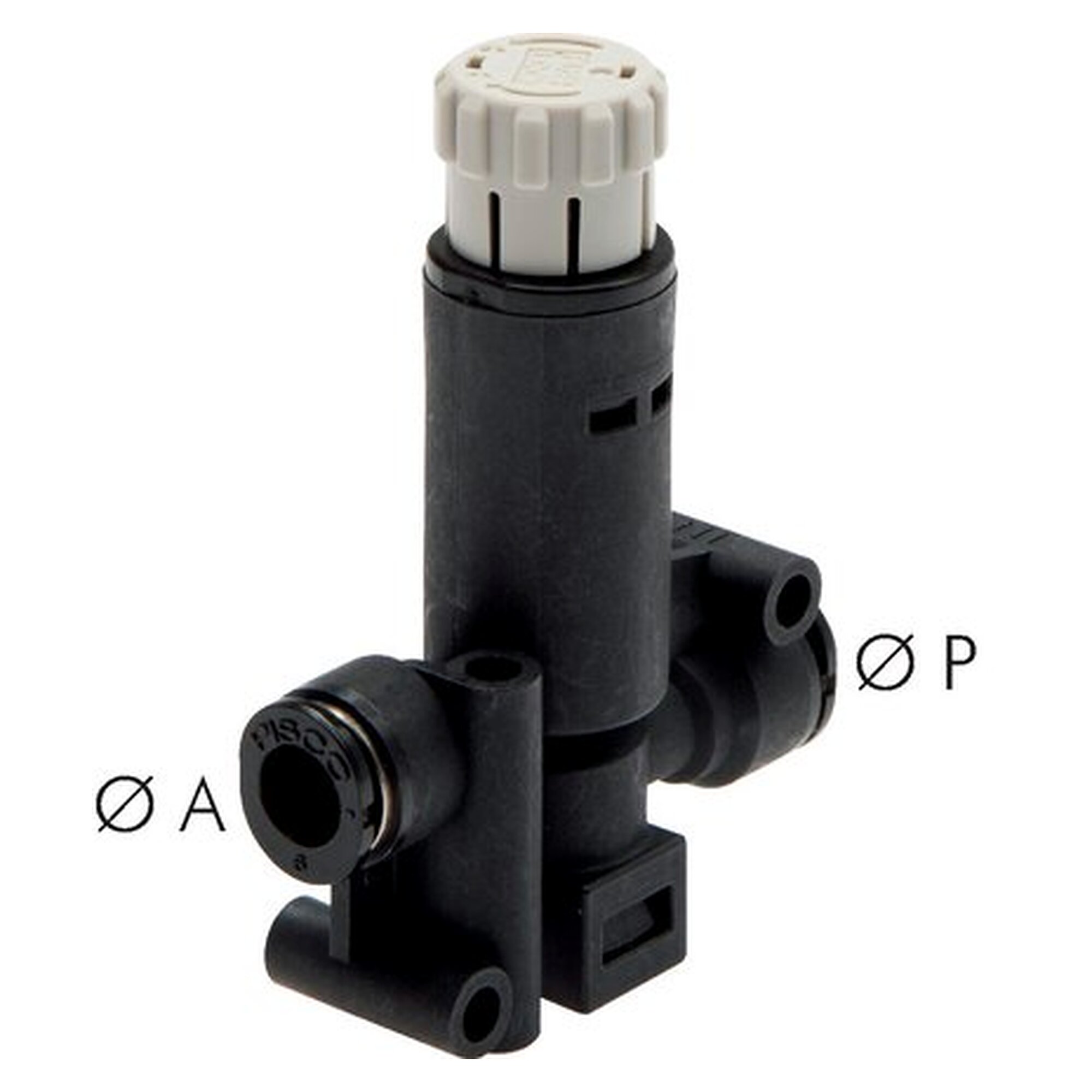 Druckregler, Anschluss 6 mm, Messing vernickelt, Schlauchdurchmesser am Primäranschluss P 6 mm