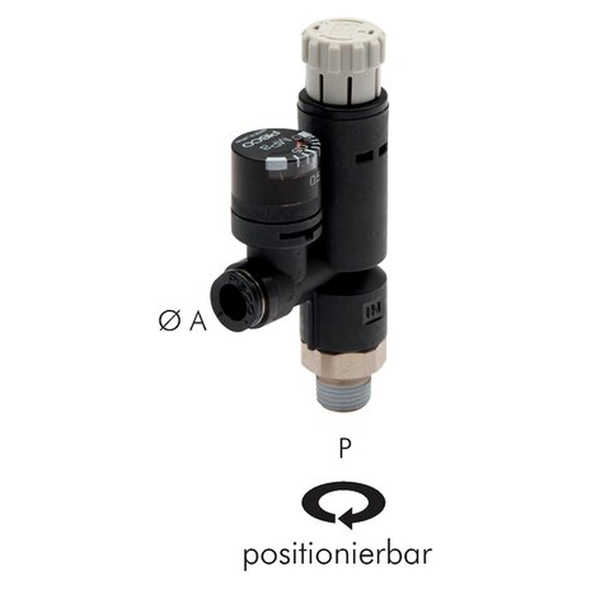 Pressure regulator, port 6 mm, nickel plated brass, tube diameter at the port 6 mm