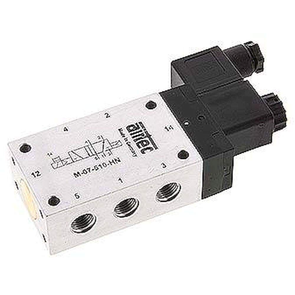 Airtec M-07510HN-24VAC. 5/2-way solenoid valve, G 1/4", Pneumatic spring, 24V AC, Standard
