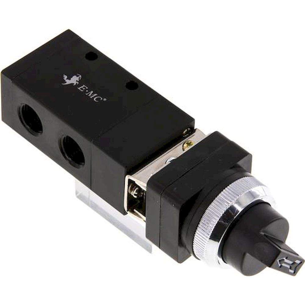 E.MC M-322-S1. 3/2-way (NC/NO) Rotary switch-valve, black, G 1/4"