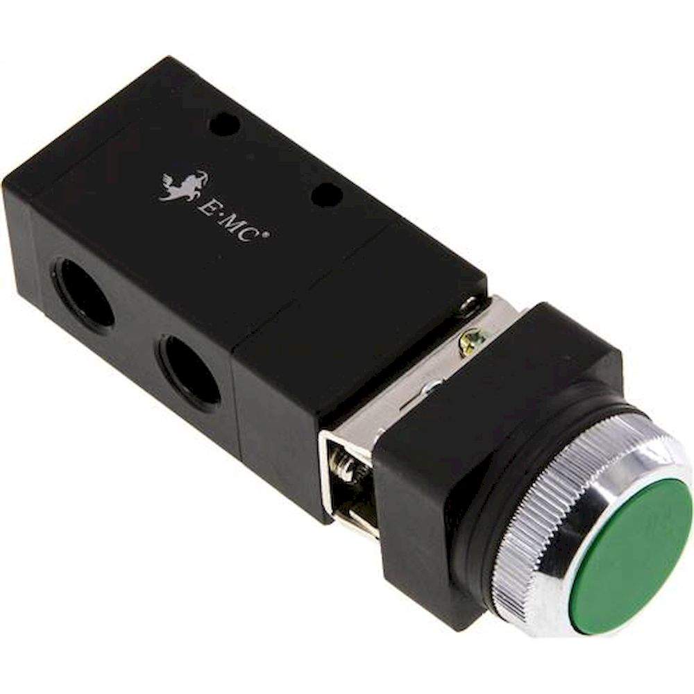 E.MC M-322-S5-GRUN. 3/2-way (NC/NO) Pushbutton-valve, green, G 1/4"