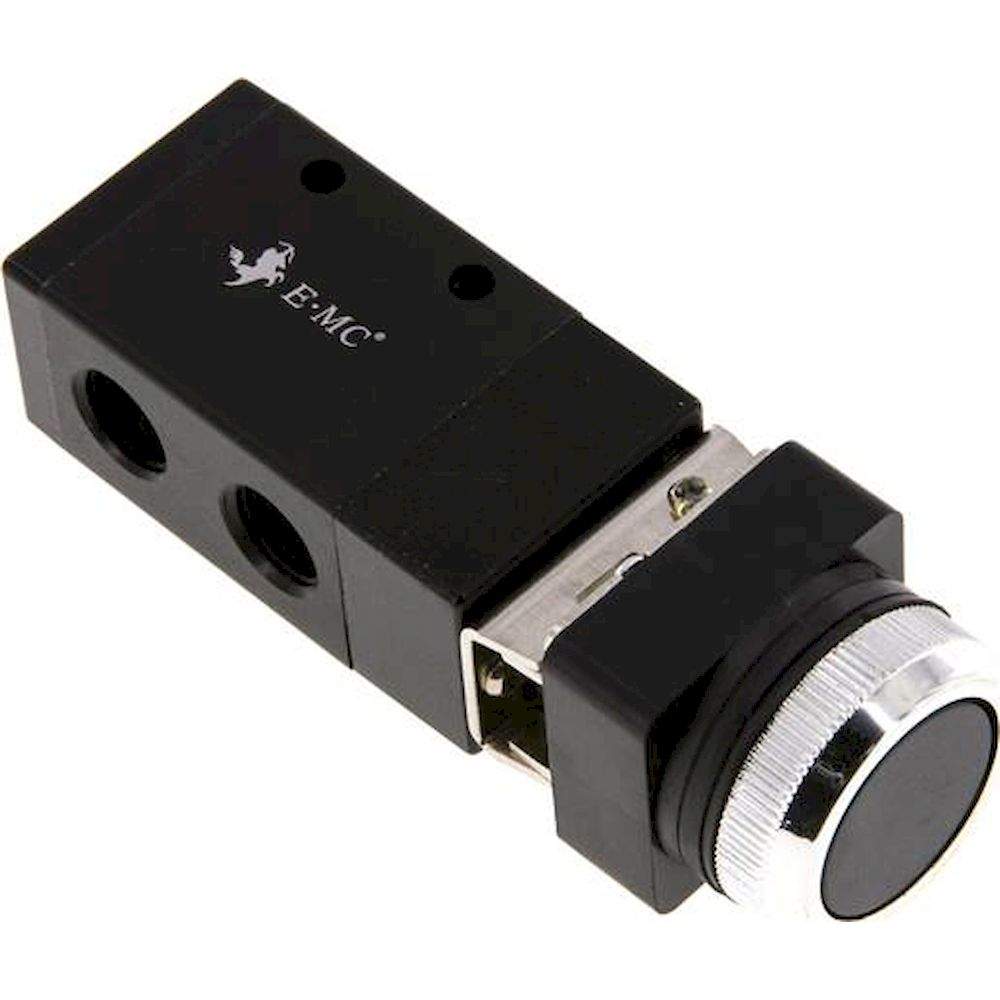 E.MC M 322-S5-SCHWARZ. 3/2-Wege (NC/NO) Drucktaster-Ventil, schwarz, G 1/4"