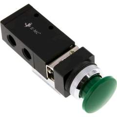 E.MC M-322-S6-GRUN. 3/2-way (NC/NO) Mushroom button-valve, green, G 1/4"