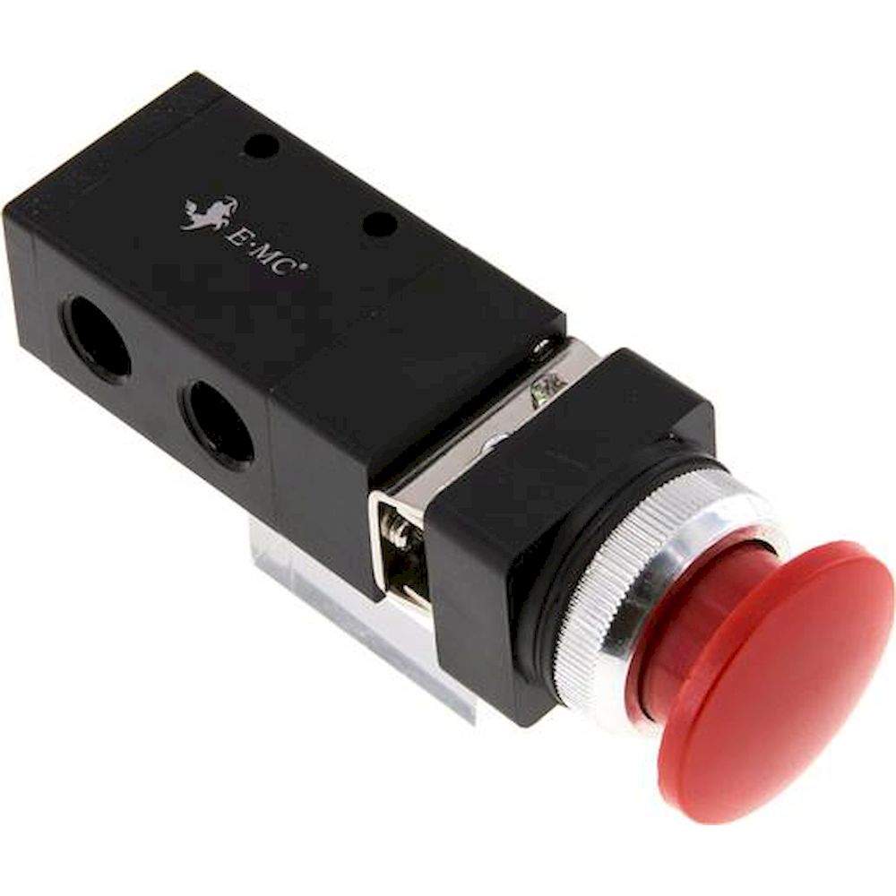 E.MC M-322-S6-ROT. 3/2-way (NC/NO) Mushroom button-valve, red, G 1/4"