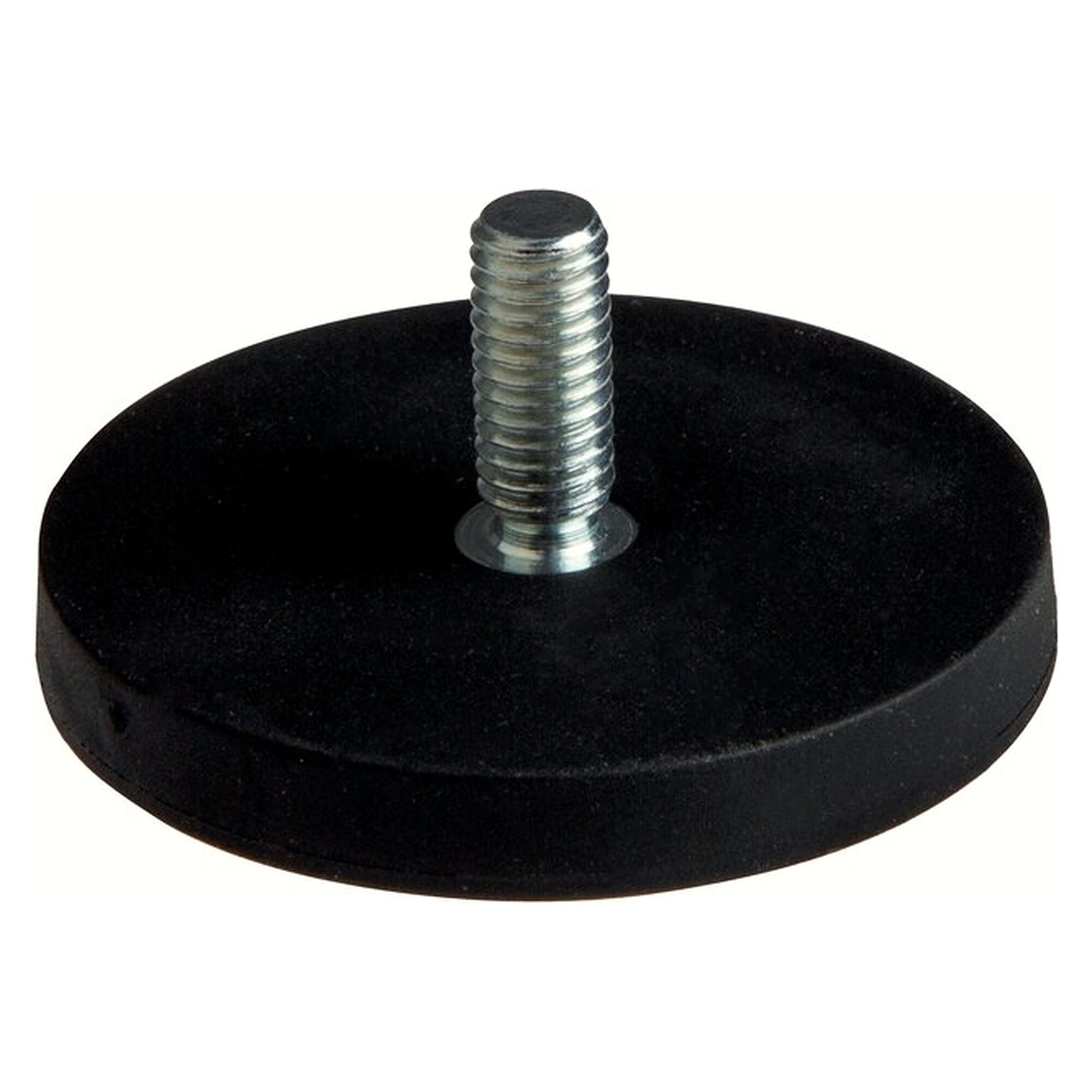 Gummierter Neodym-Magnet, Ø 66 mm, Haltekraft 250 N, Außengewinde