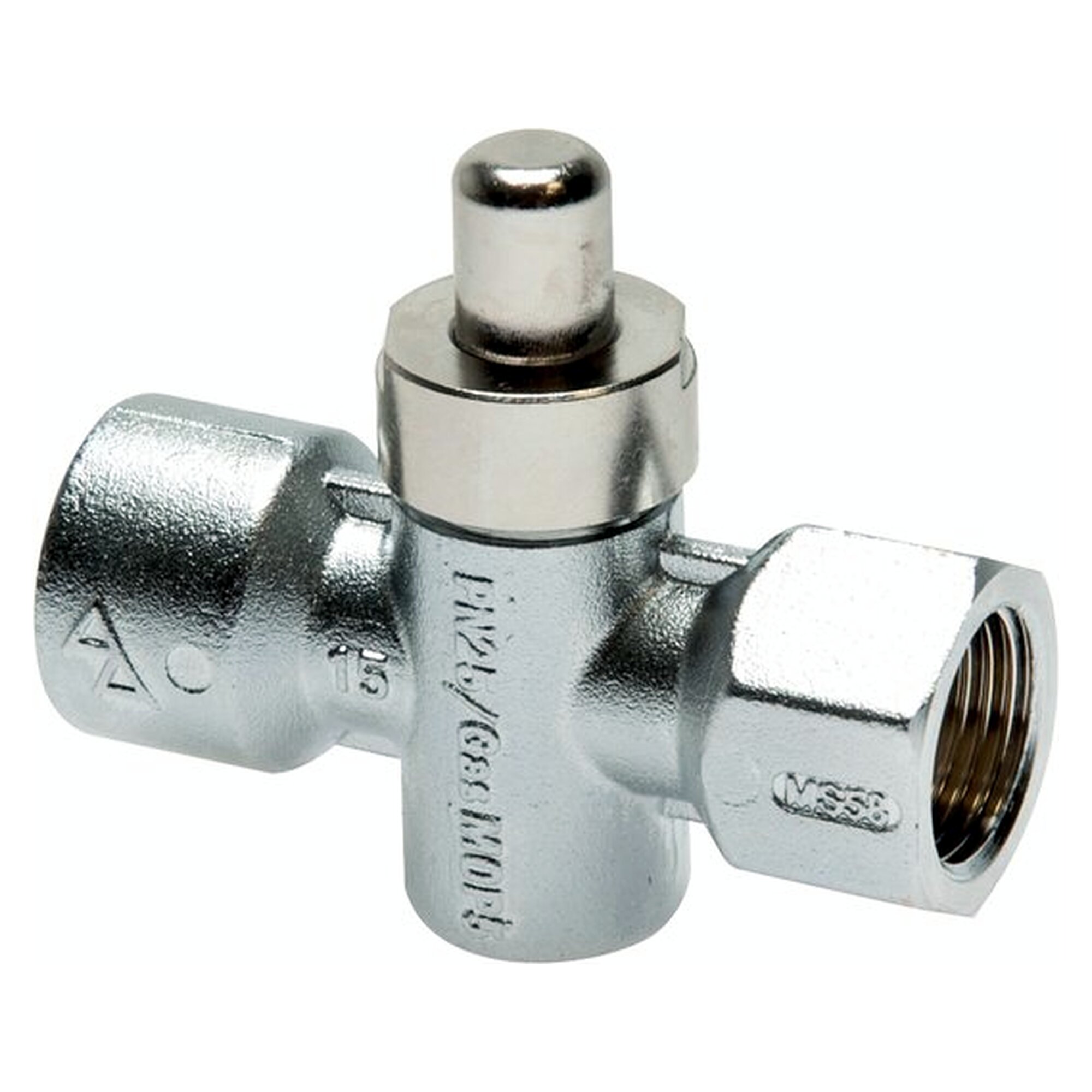 Gauge push button cock, G 1/2", nickel plated brass, temperature range -20 to +60 °C