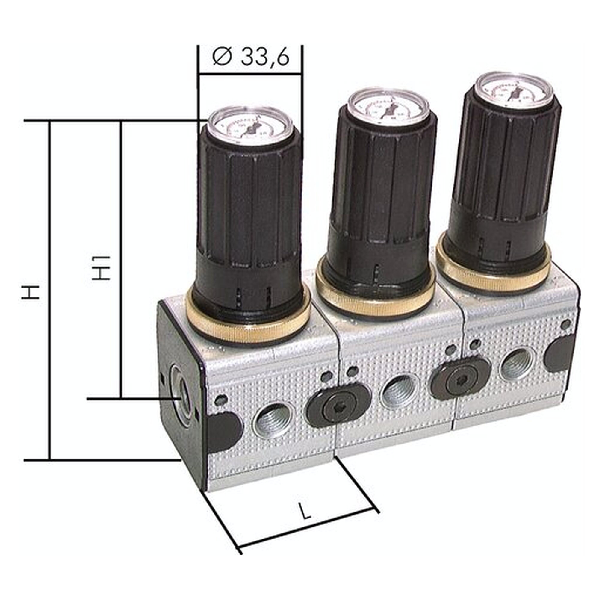 Gauge mounted regulator, G 1/4", 0.1 - 3 bar, zinc die casting Z410, series 1