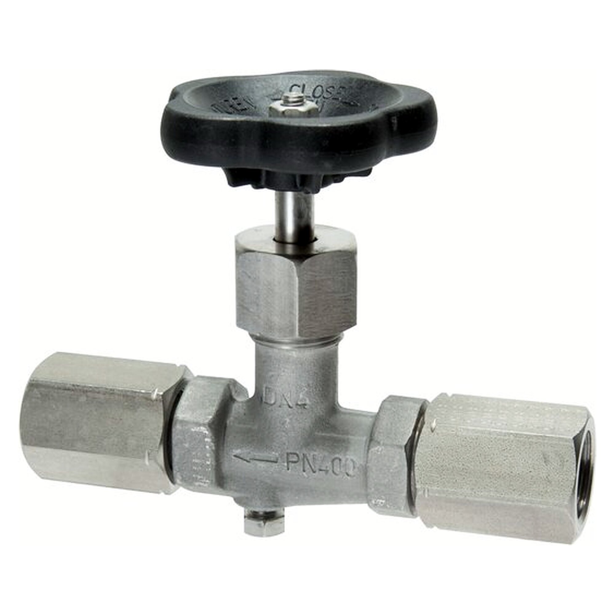 Manometer-Absperrventil, G 1/2", 400 bar, 1.4571, Temperaturbereich -20 bis +200 °C, DIN 16270 A