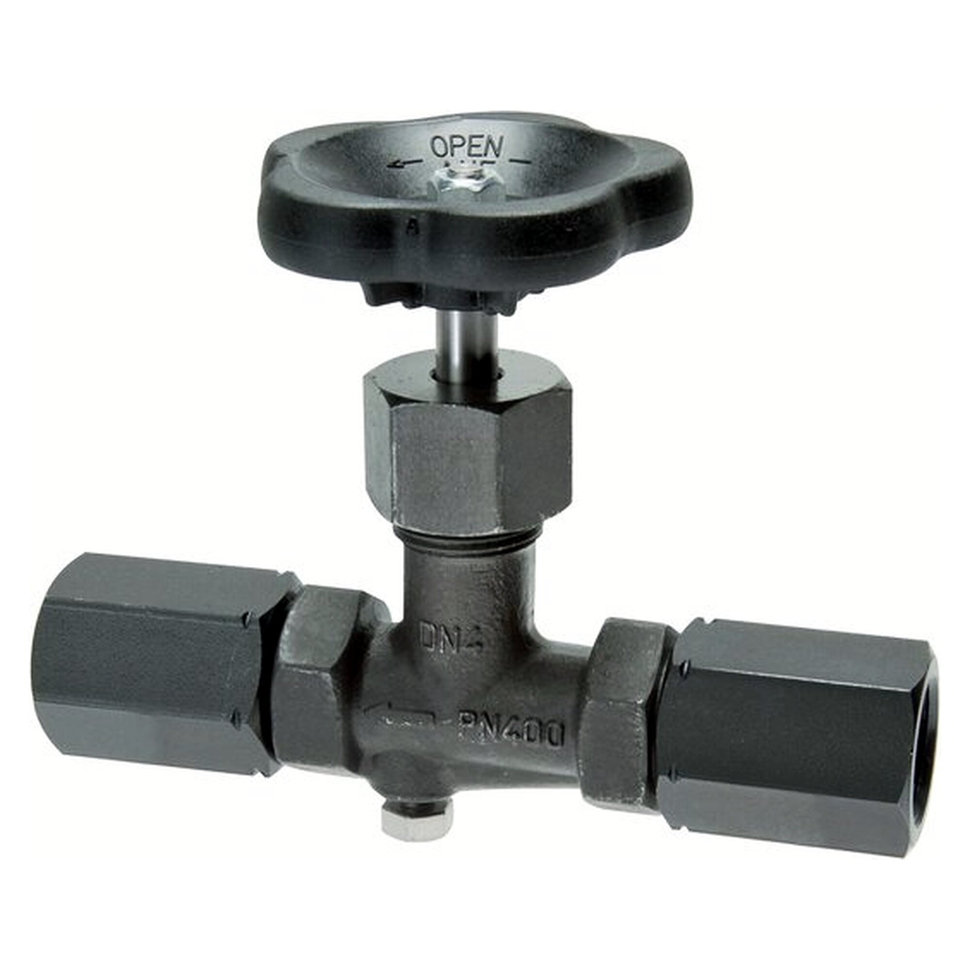 Gauge shut-off valve, G 1/2", 400 bar, steel, temperature range -10 to +120 °C, DIN 16270 A