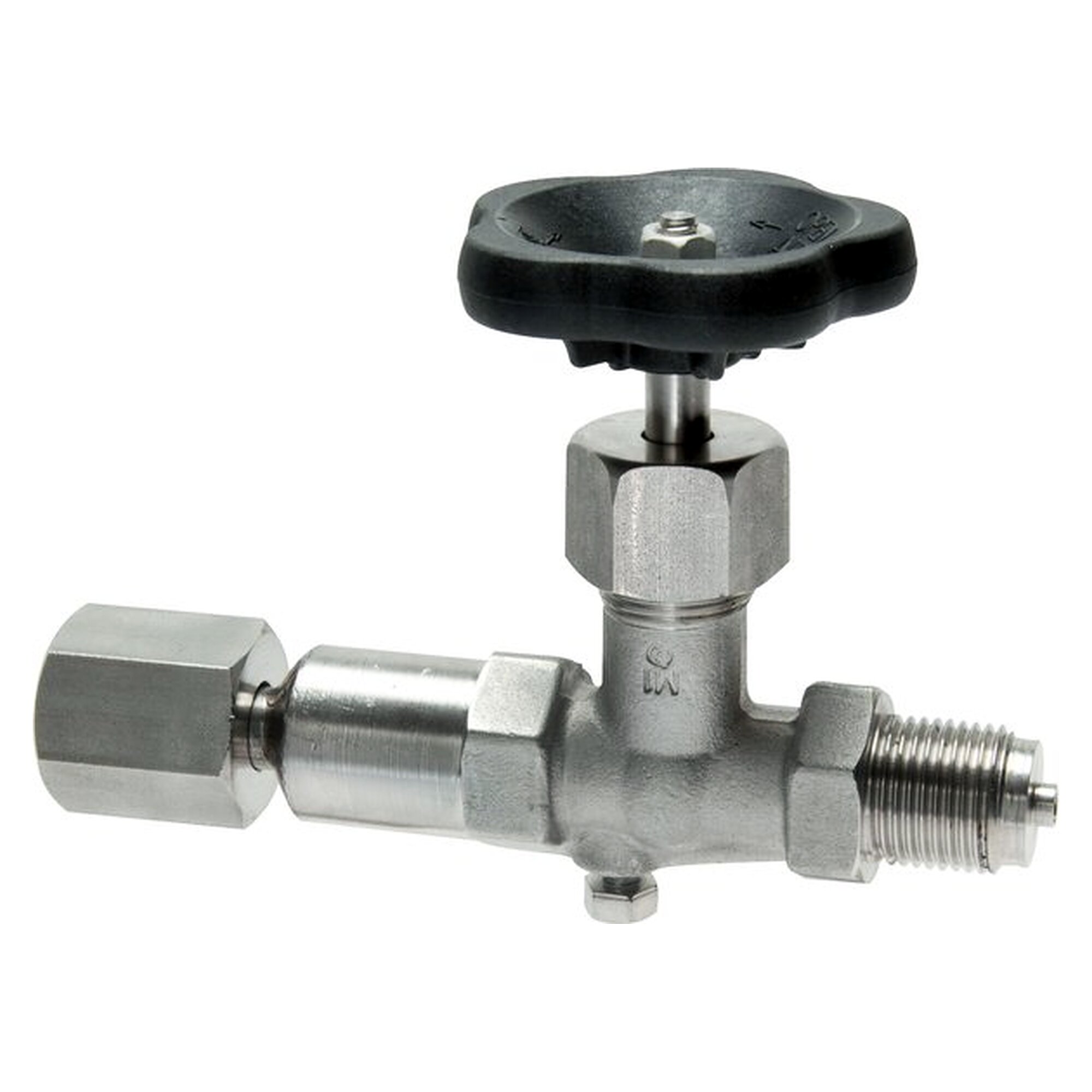 Manometer-Absperrventil, G 1/2", 400 bar, 1.4571, Temperaturbereich -20 bis +200 °C, DIN 16271 B